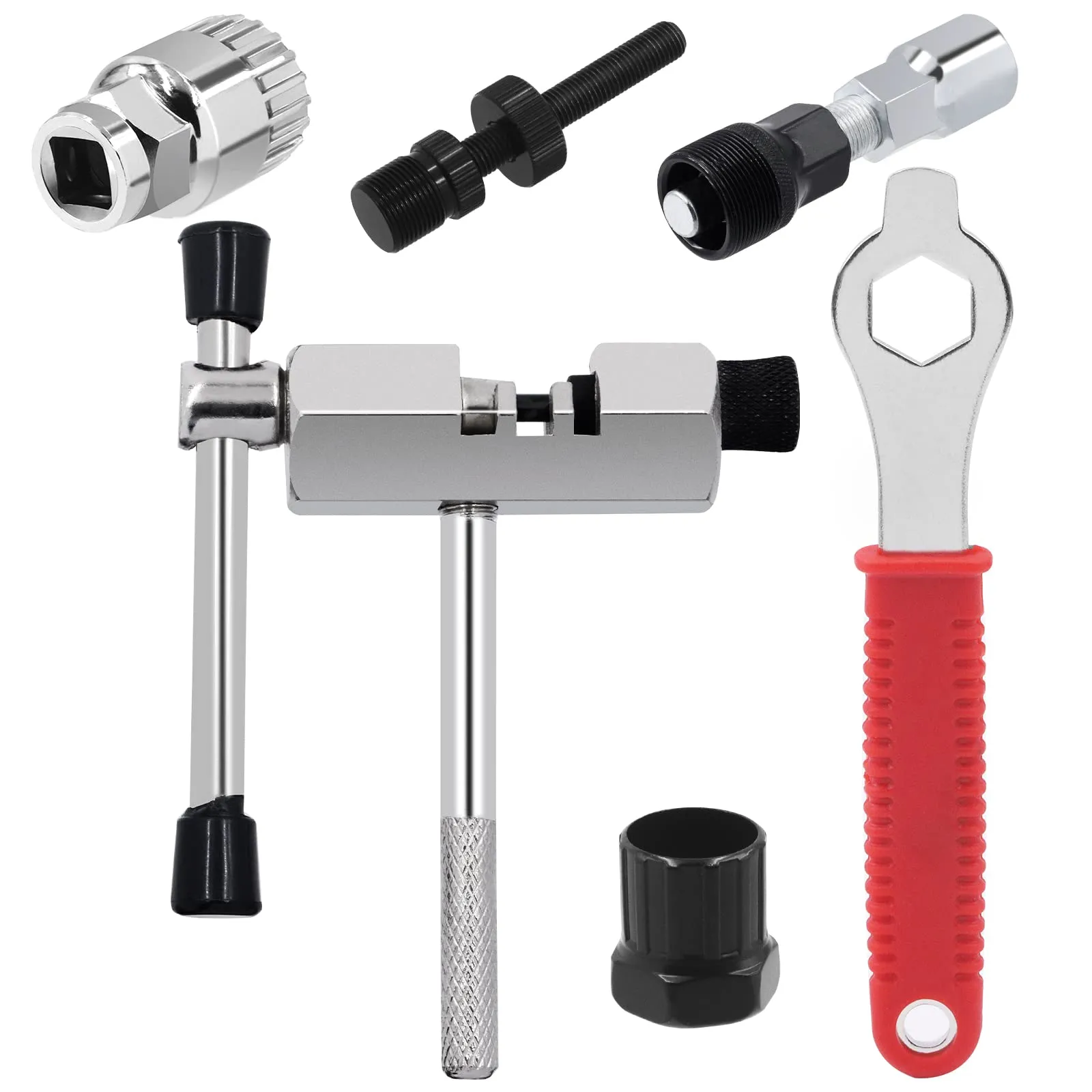 Glarks 6Pcs Bike Repair Tool Kit with Crank Extractor, Bottom Bracket Tool, Freewheel Remover