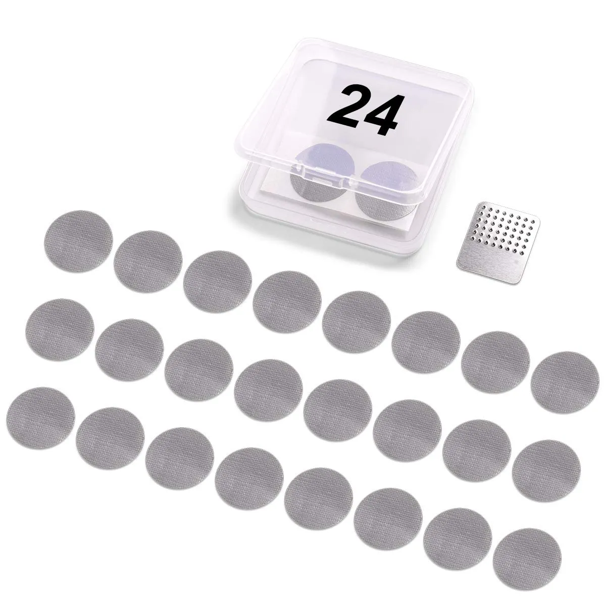 Glueless Bike Tire Repair Patch Kits - 24 Self Adhesive Patches & Rasp for Road & Mountain Bikes