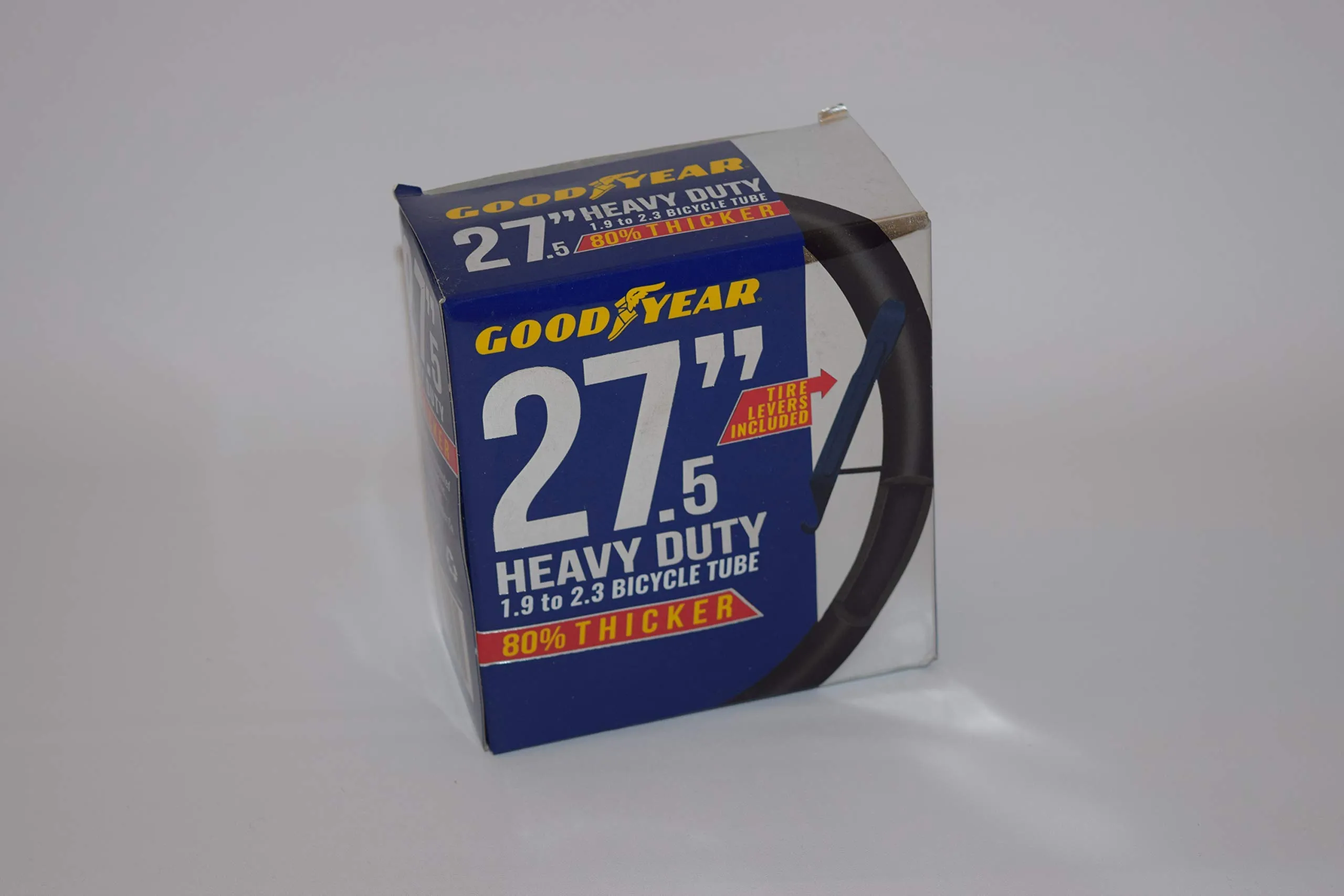 Goodyear 27.5' Heavy Duty Bicycle Tube for 1.90-2.3 Tire Width, Schrader Valve, Tire Levers Included