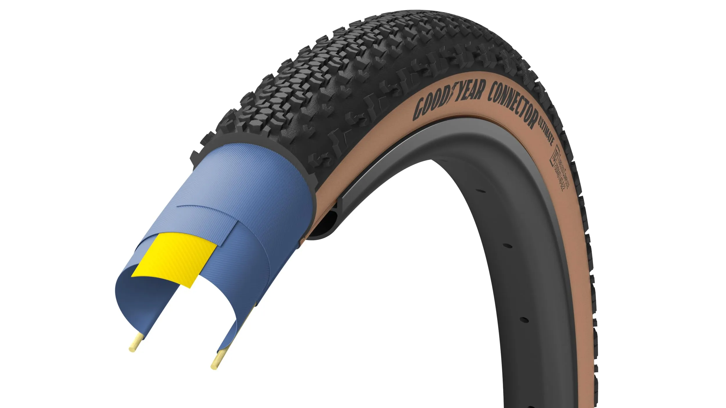 Goodyear Connector 700x40 TC Tanwall Tyre - Ideal for Gravel Bikes, Fast Rolling, All-Terrain Performance