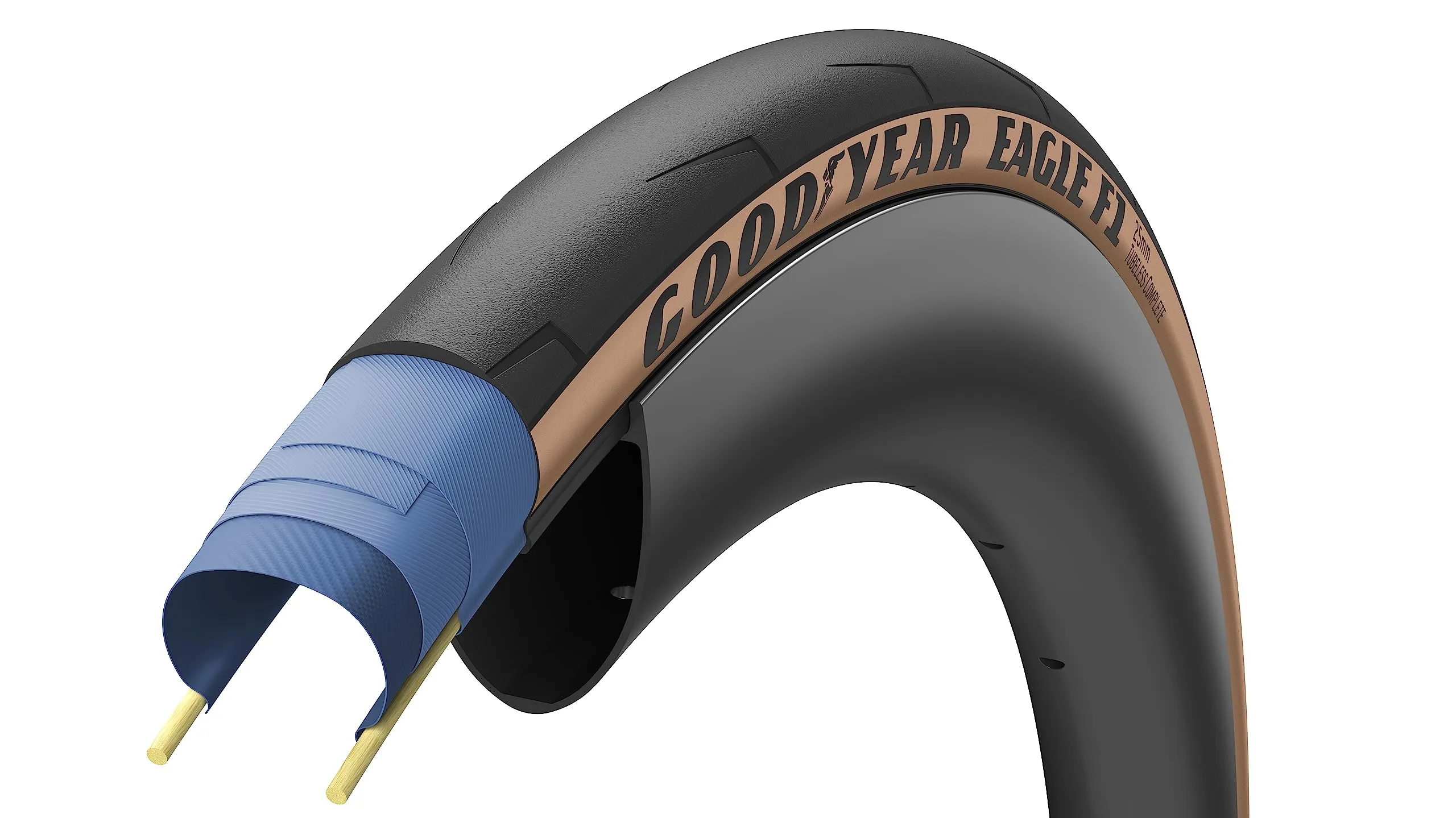 Goodyear Eagle F1 Tubeless 700x25 Tanwall Ultra High-Performance Road Tyre for Serious Athletes