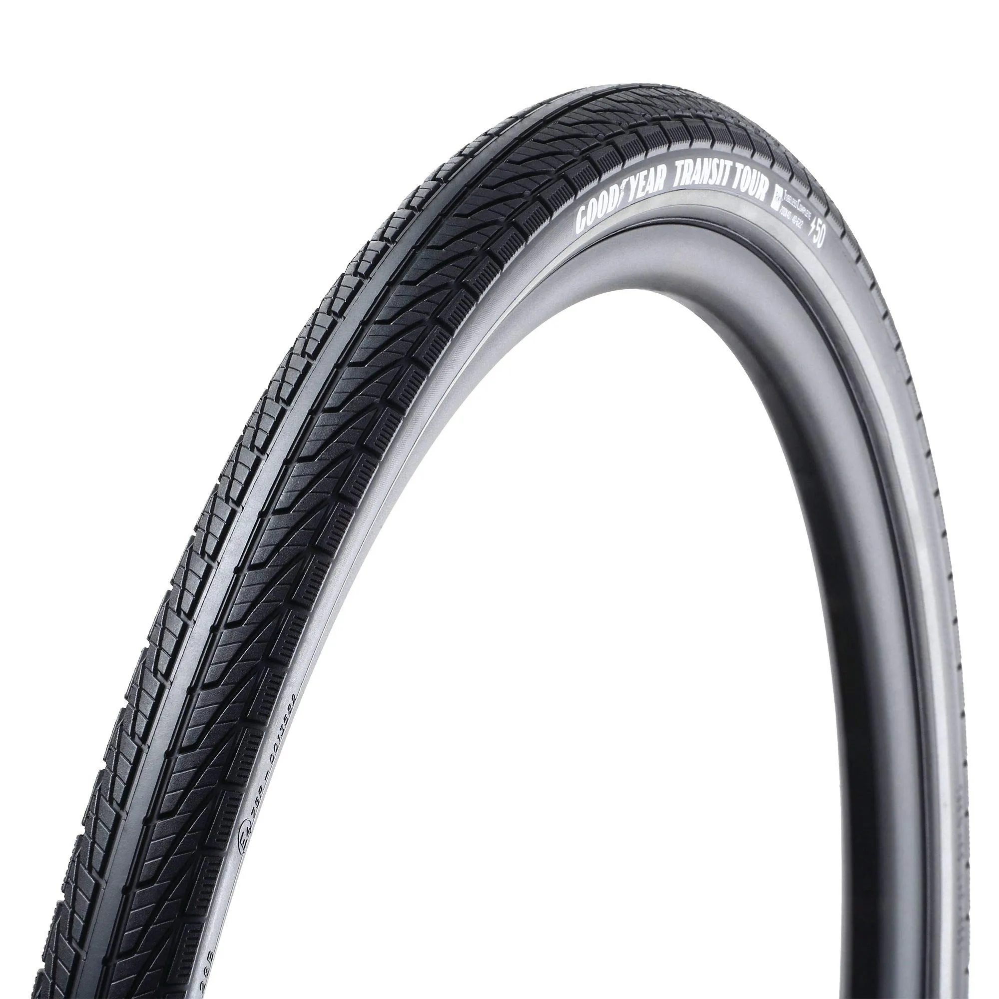 Goodyear Transit Tour Tire 700x50C Clincher, Wire, Black - Dynamic Silica4 S3 for Superior Performance