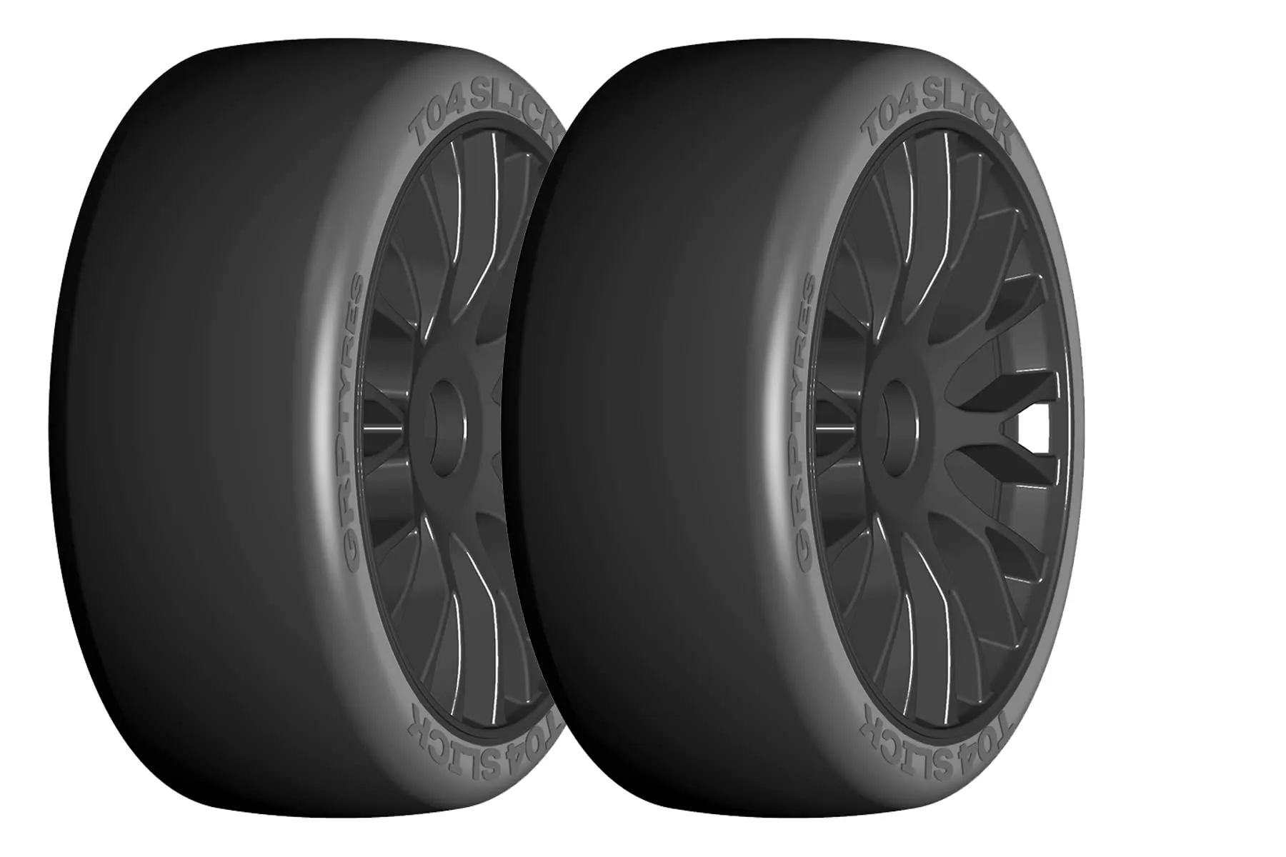 GRP GTX04-XM7 1:8 GT New Slick Medium Hard Black 20 Spoke Rubber Tires (Set of 2)