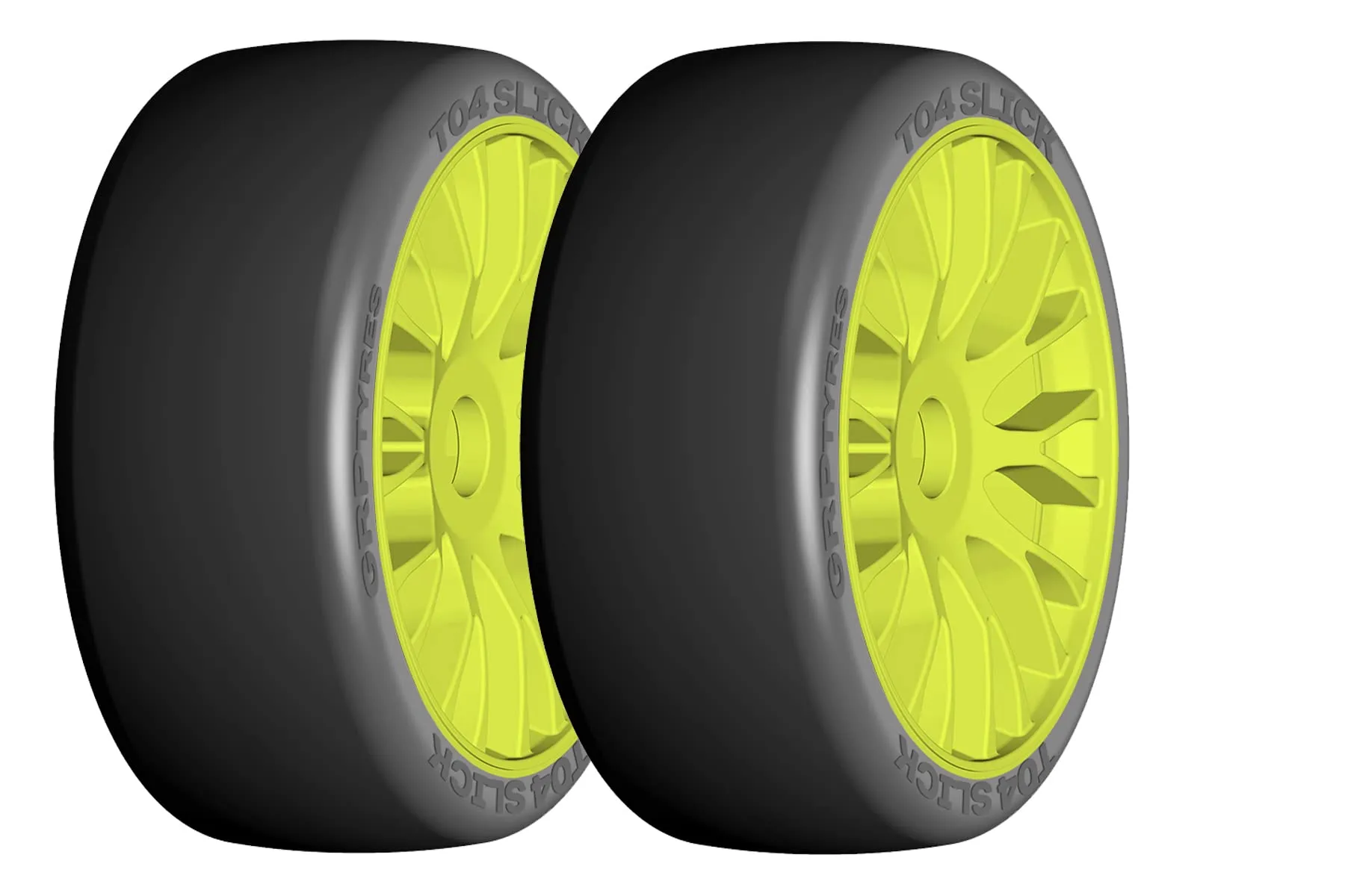 GRP GTY04-XM7 1:8 GT New Slick Medium Hard Yellow 20 Spoke Rubber Tires (Pack of 2)