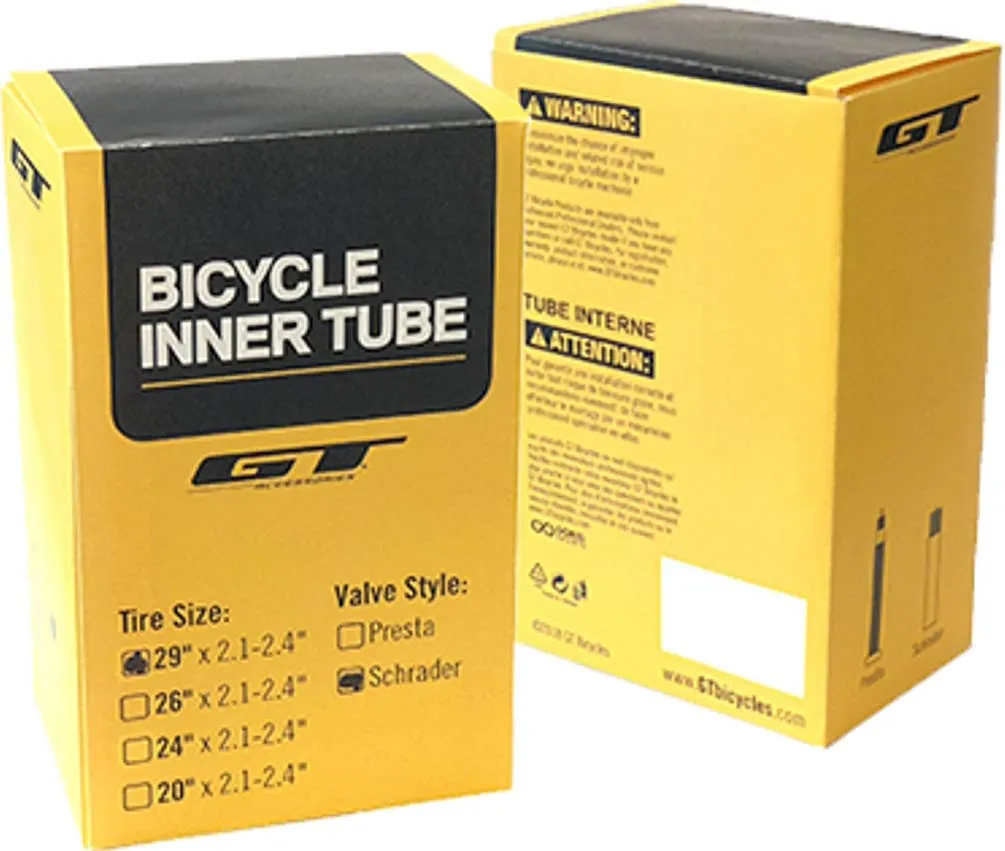 GT 29in Schrader Tube - Lightweight Butyl Rubber, Fits 2.1 to 2.4in Tires, 35mm Valve Stem