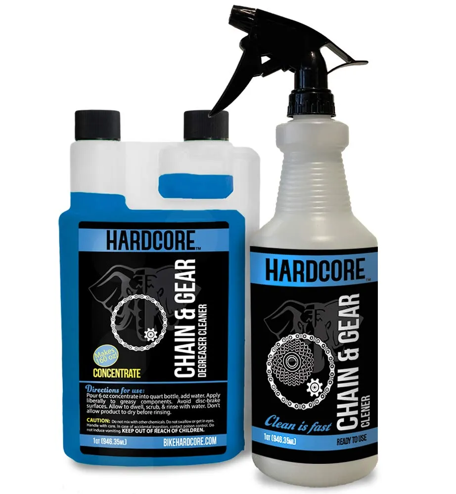 Hardcore Chain & Gear Cleaner Pro Kit with 32oz HD Spray Bottle - Eco-Friendly & Efficient