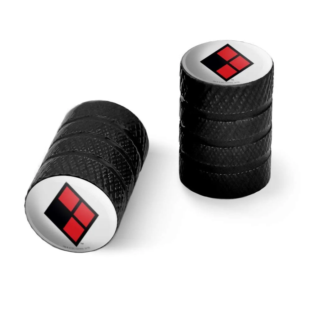 Harley Quinn Diamond Logo Valve Stem Caps for Motorcycles & Bikes - Black Aluminum