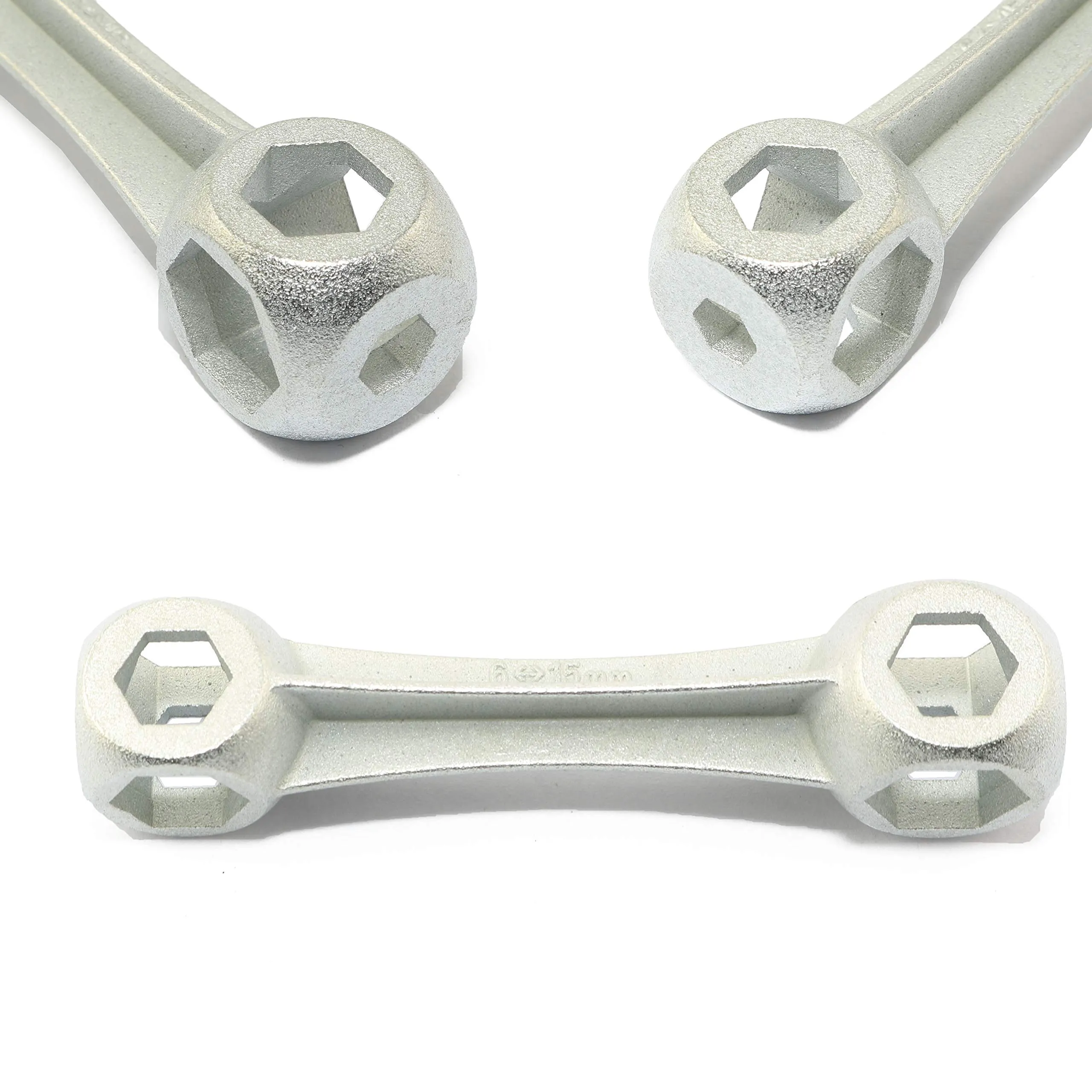 Heavy Duty 10 in 1 Bicycle Mountain Bike Repair Tool - External Hexagon Head Wrench 6-15mm Silver