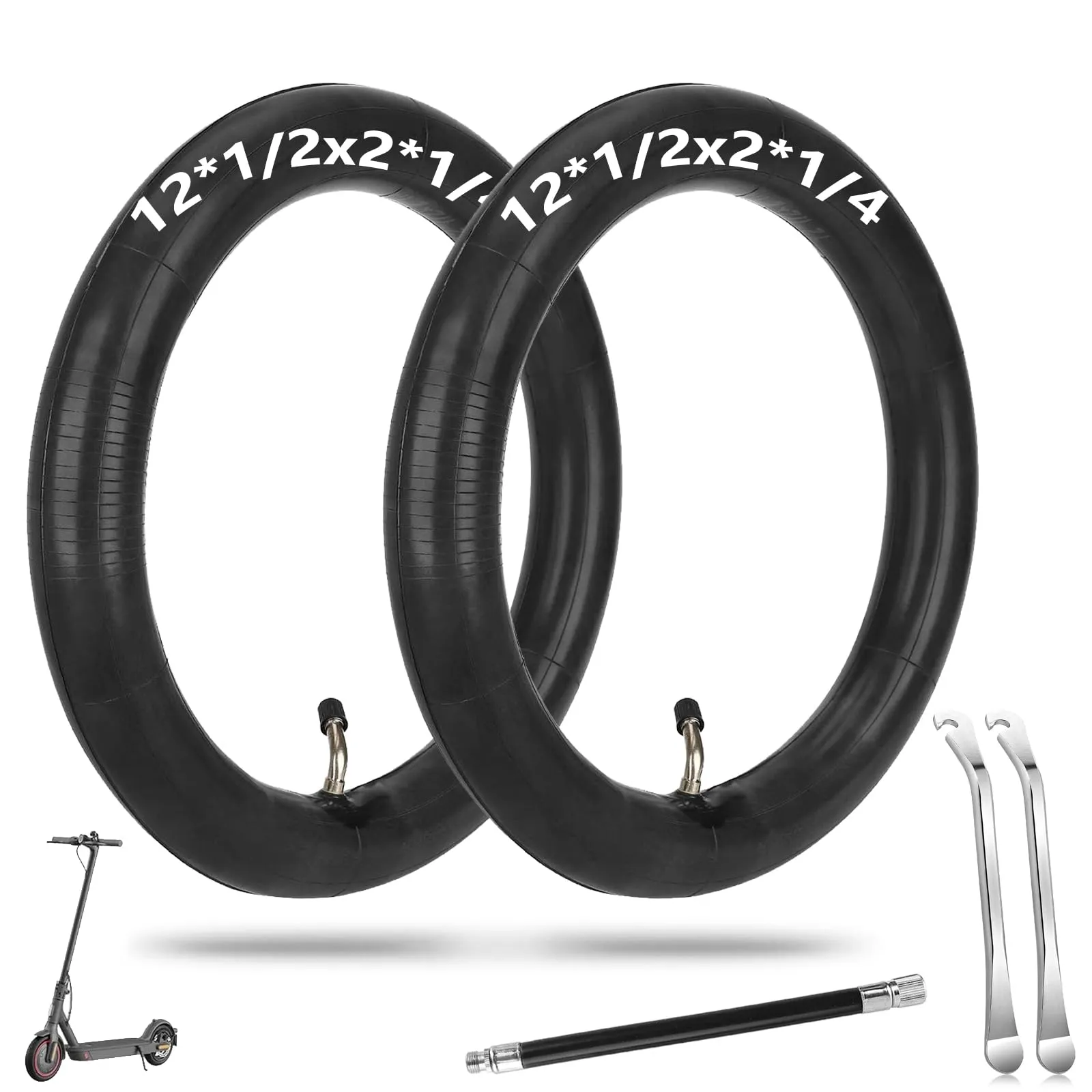 Heavy Duty 12.5 x 2.25 Inner Tube 2-Pack for Electric Bikes, Scooters, and Kids Bikes