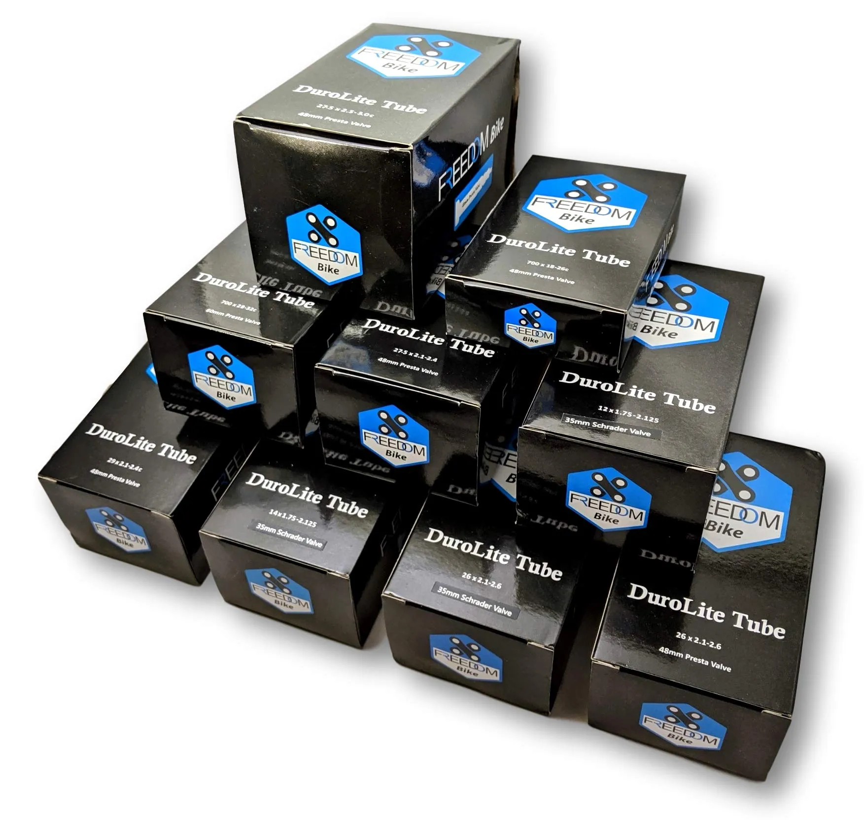 Heavy Duty DuroLite Bike Tubes for Road, Gravel, Mountain Bicycles - Sizes 12, 14, 26, 27.5, 650B, 29, 700c