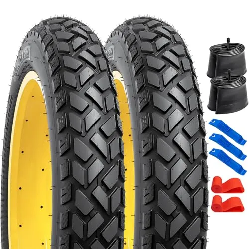 Heavy Duty E-Bike Tires 20 x 4.0 with Tubes - 2PCS Fat Bike Tire and 2PCS Schrader Valve Tubes