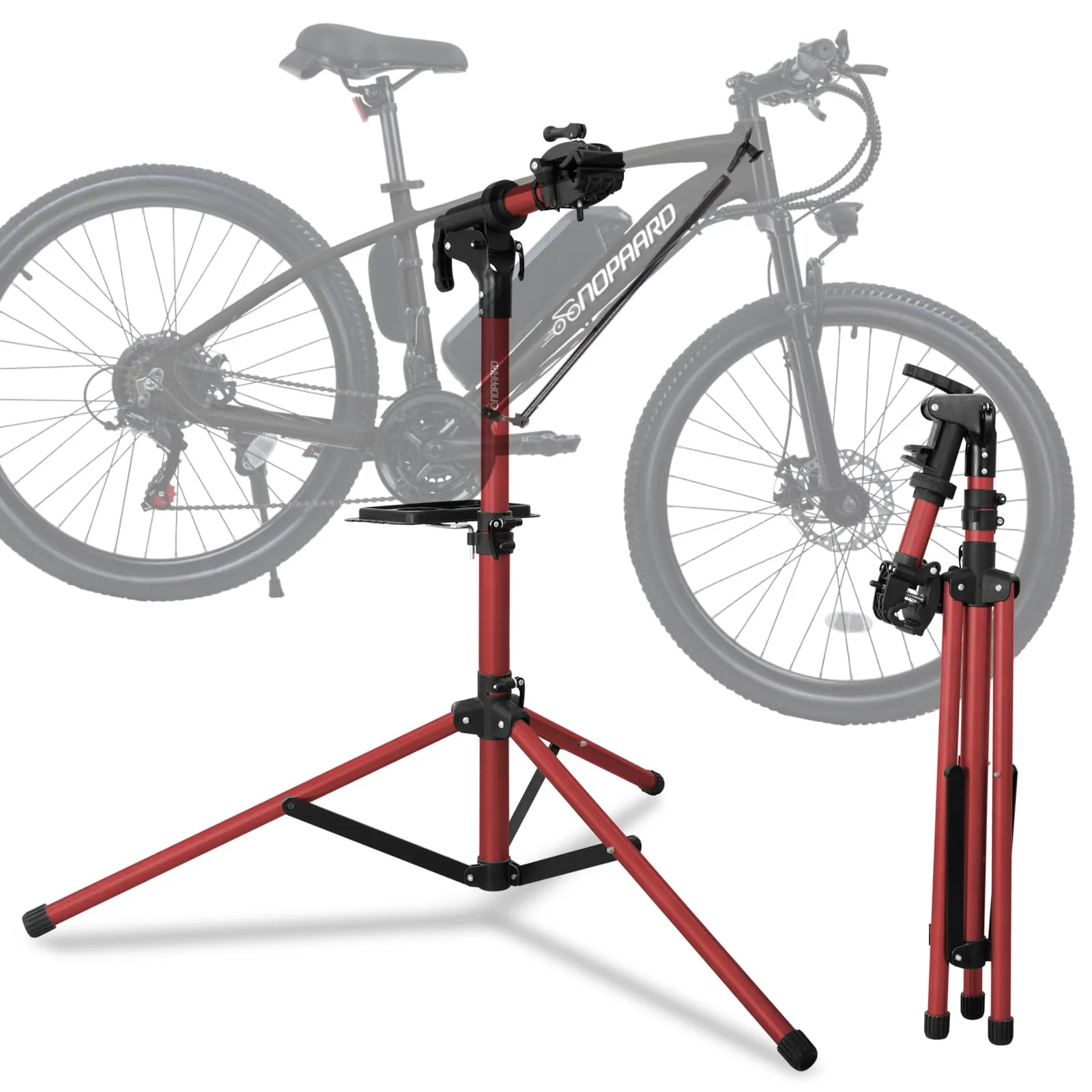Heavy Duty Ebike Repair Stand Max 110 lbs, Portable Aluminum Bicycle Maintenance Workstand, Red