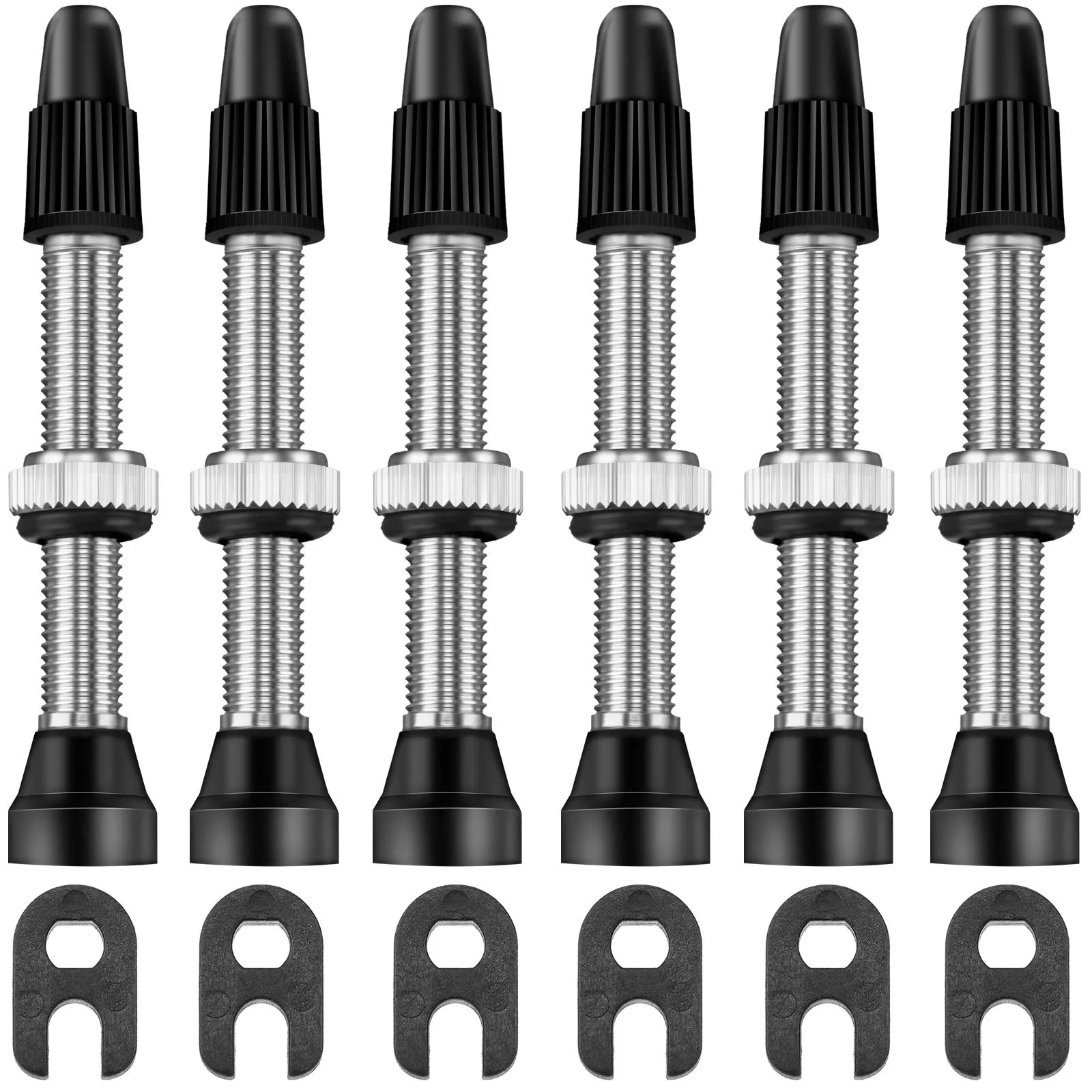 Hestya 9-Piece Presta Valve Stem Kit - 40mm Brass Tubeless Valve & Core Remover for Bikes (Black)