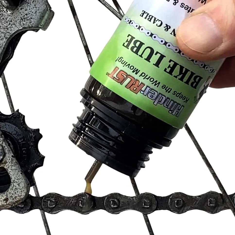 HinderRUST Bike Lube - Cleans, Lubricates & Protects Gears, Chains, Cables - 118 mL Dropper Bottle