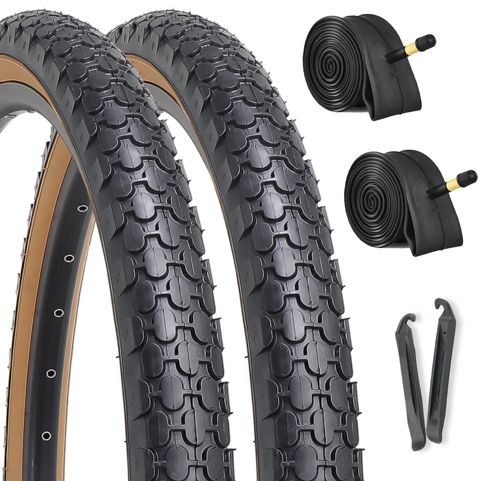 Hycline 2-Pack Cruiser Bike Tires 24/26x2.125 - Puncture-Resistant Tires with Tubes & Levers