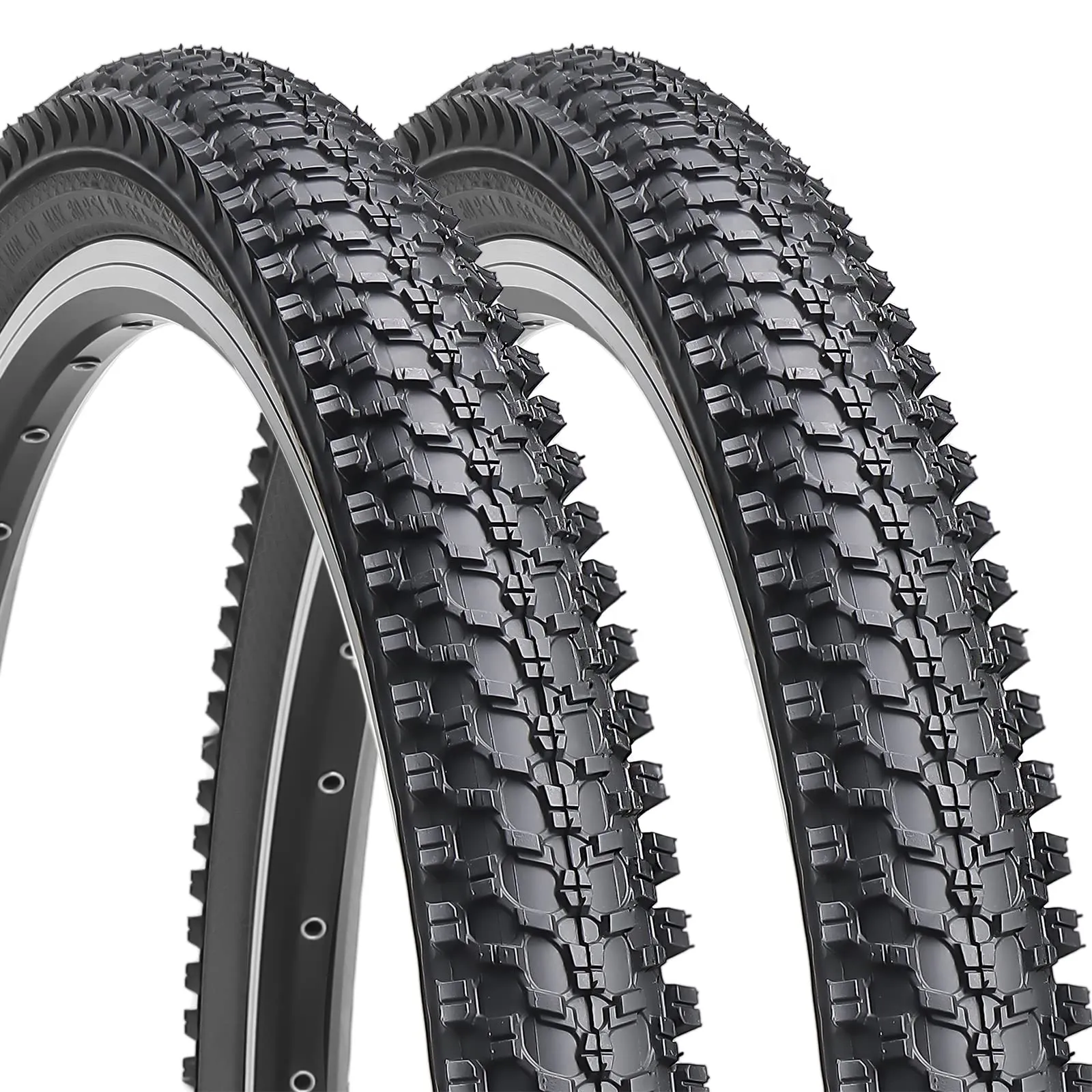 Hycline 2 Pack Bike Tire - 26'x1.95' Folding Replacement Tire for MTB - Black/Skinwall Pair