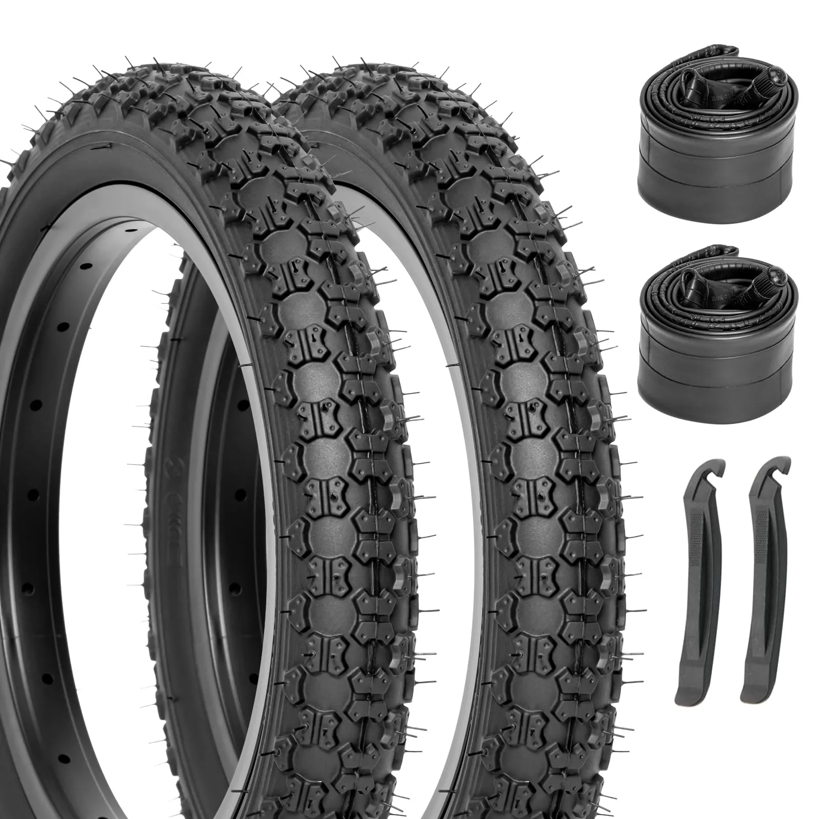 Hycline Kids Bike Replacement Tires 2-Pack - 12.5x2.125 Inch Premium Butyl Rubber Tires Set