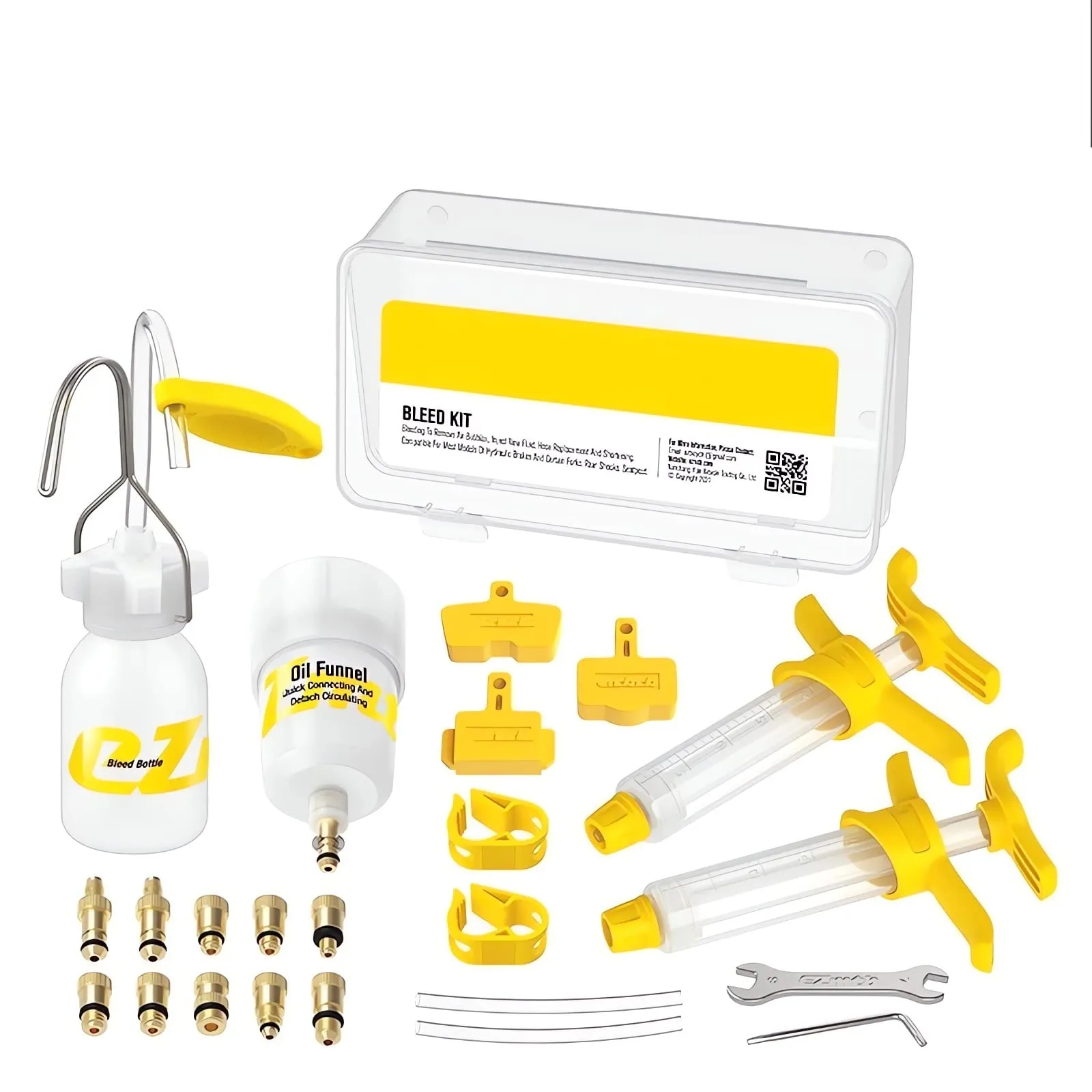 Hydraulic Brakes Bleed Tool Kit for Mountain Bike - Steel Connector Set with 10 Adapters