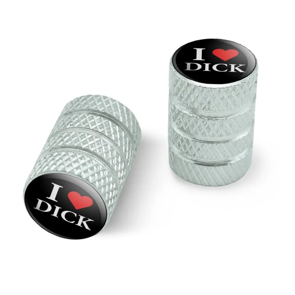 I Love Dick Heart Motorcycle Bike Tire Rim Aluminum Valve Stem Caps - Fun & Stylish Accessory