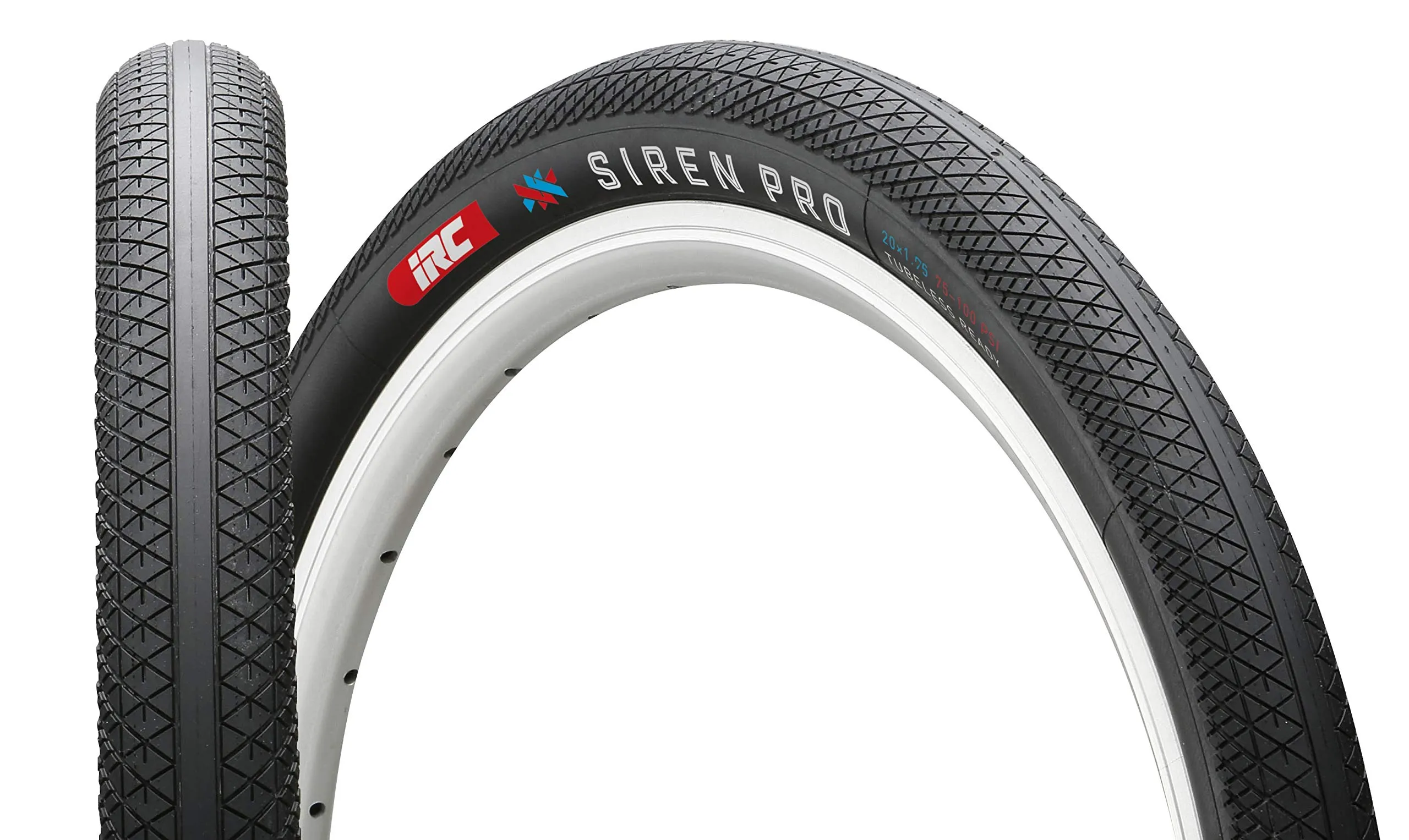 IRC Siren Pro 20 x 1.75 TLR Bicycle Tire - Tubeless Ready, Center Slick Design for Maximum Speed