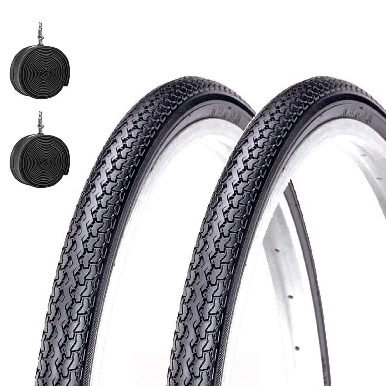 KENDA 2 Tyres 26 x 1 3/8 + Inner Tubes Black - Durable City Road Bike Tyres for Vintage Style
