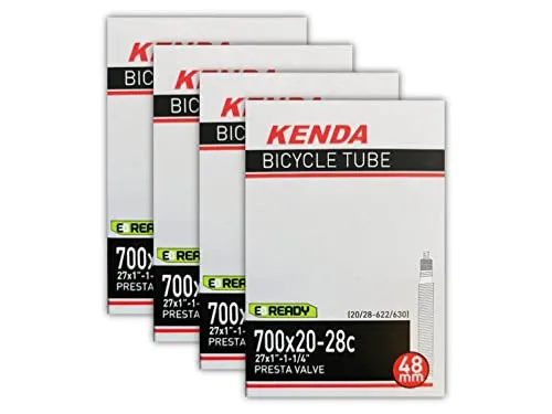 Kenda 700x20/28c Bicycle Inner Tubes - 48mm Presta Valve - Four Pack for Reliable Cycling