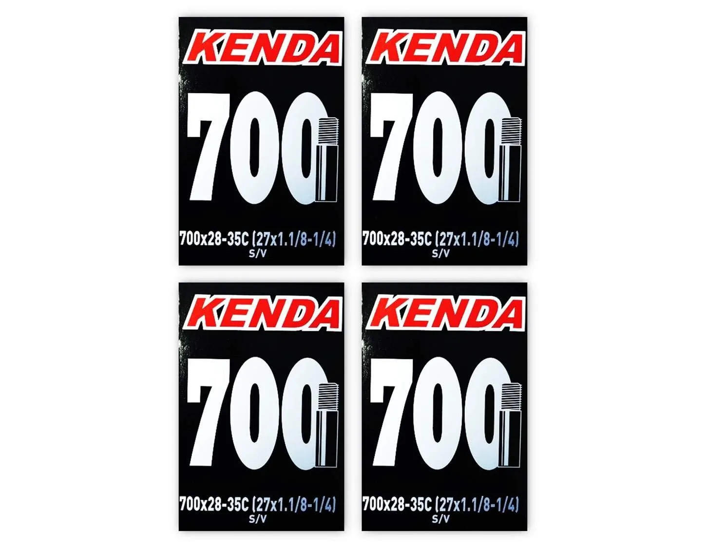 Kenda 700x28-35c (27x1-1/8-1/4) 35mm Schrader Valve Bike Tube Bundle - 4 Pack