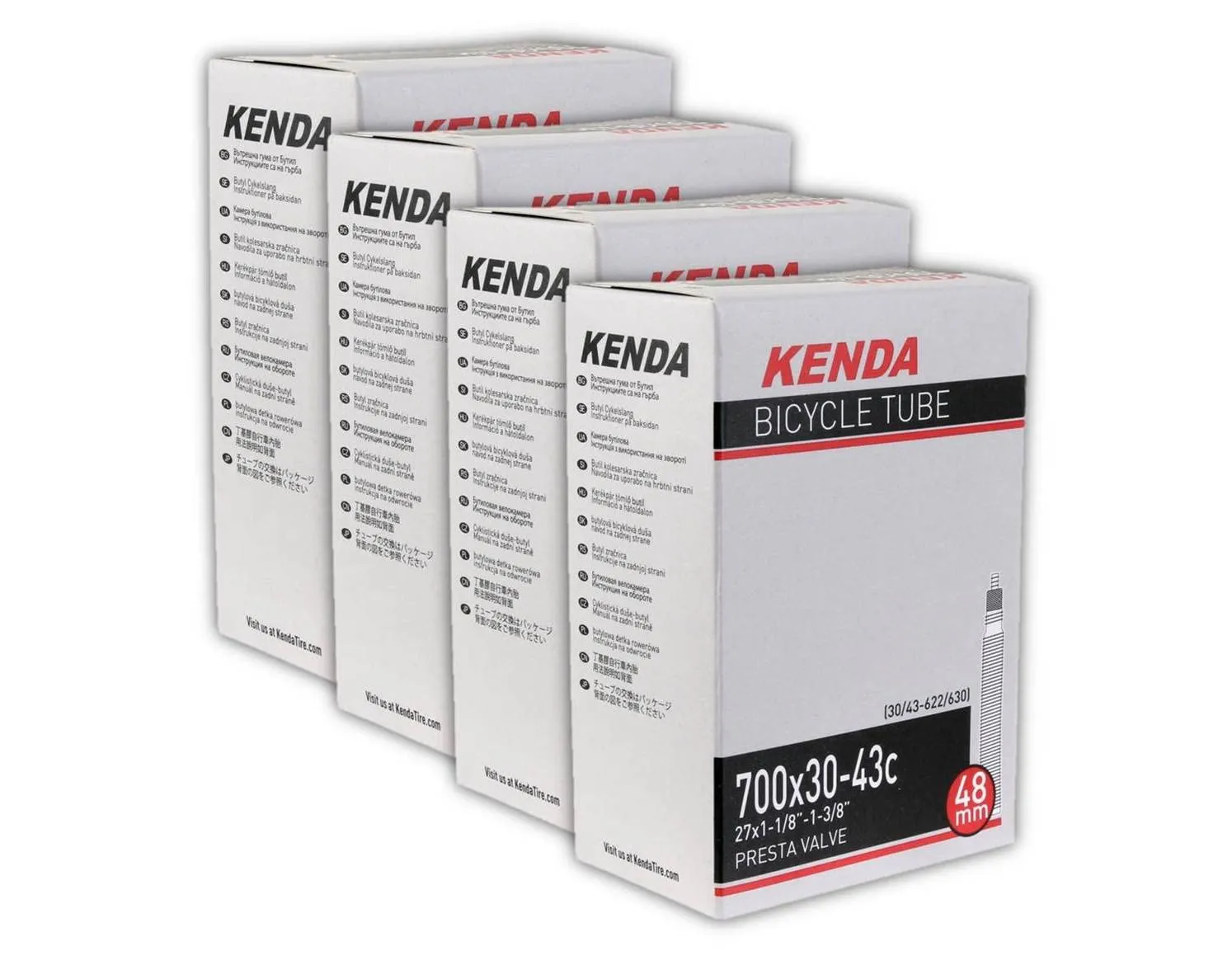 Kenda 700x35-43c Presta Valve Bike Tube Bundle - 4 Pack, High-Quality Butyl, Stable Air Pressure