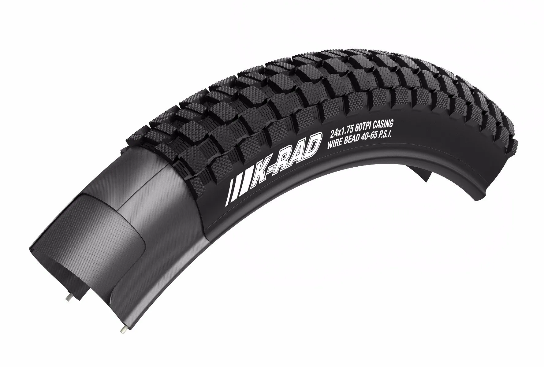 Kenda K-Rad Sport BMX Tires 20x1.75, Wire Bead, Tacky Tread, Puncture Resistant, Black/Black