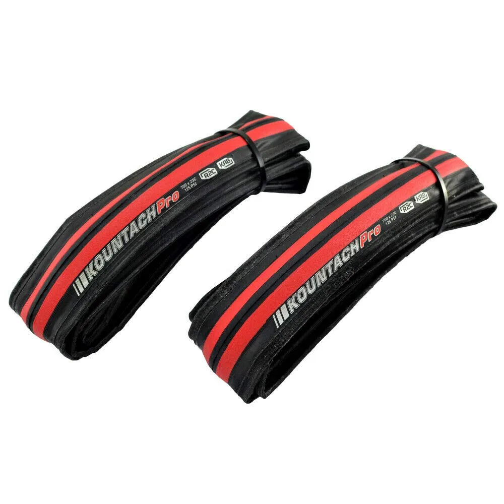 KENDA Kountach K1092 700x23C Road Bike Folding Tire - Black/Red - 2 Pack Elite Racing Clincher