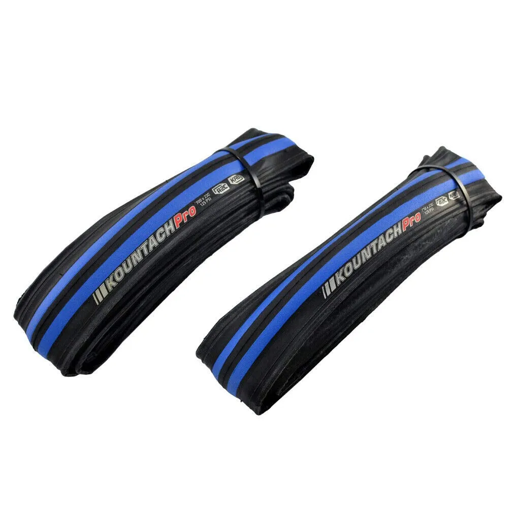 KENDA Kountach K1092 700x23C Road Bike Folding Tires - Black and Blue, Set of 2, KD2002