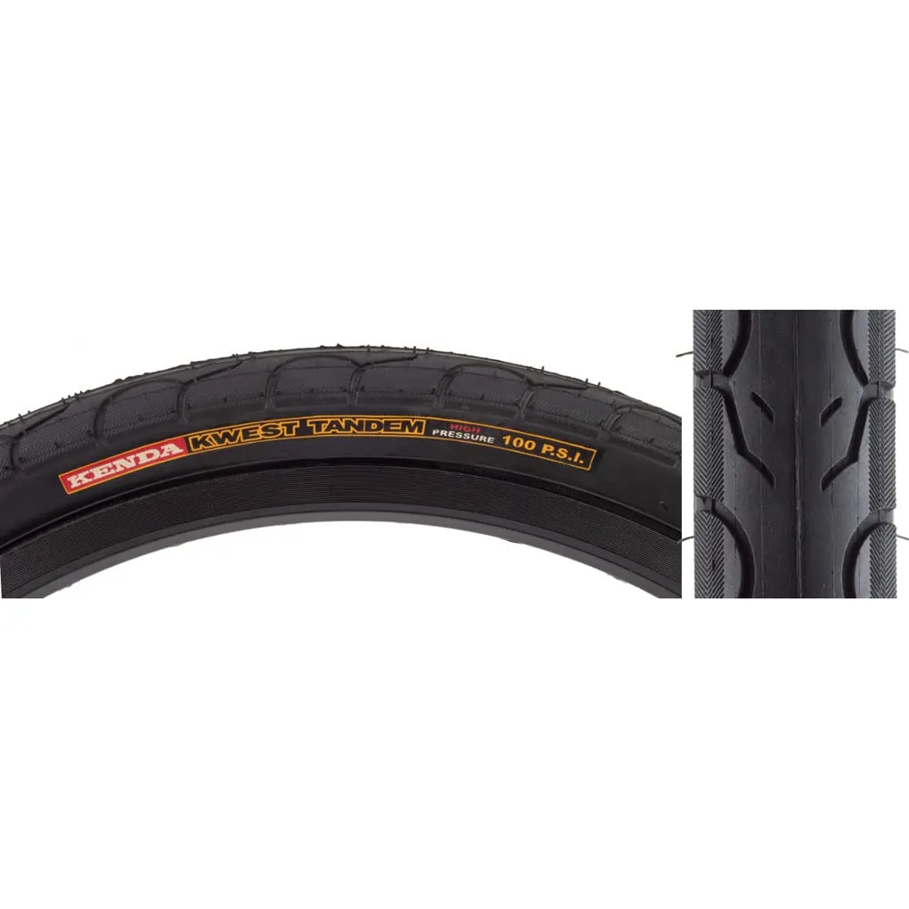 KENDA KWEST 20x1.5 TANDEM TIRE - 60TPI, 100PSI, Black/Bright Silver, Ideal for Fast Rides