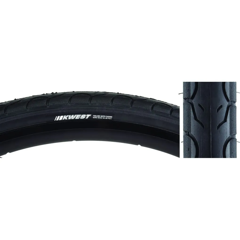 Kenda Kwest 700 x 38c Bicycle Tire - High Pressure, Blackwall, Wire Bead for Fast Rides
