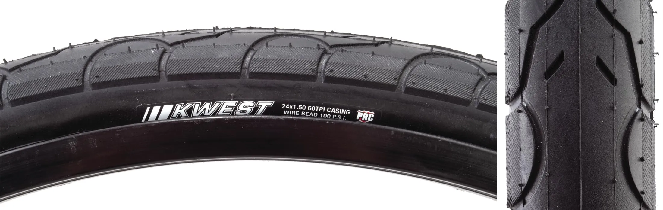KENDA Kwest K193 High Pressure Tire 24x1.50, 100psi, Black - Smooth Tread for Speed & Traction