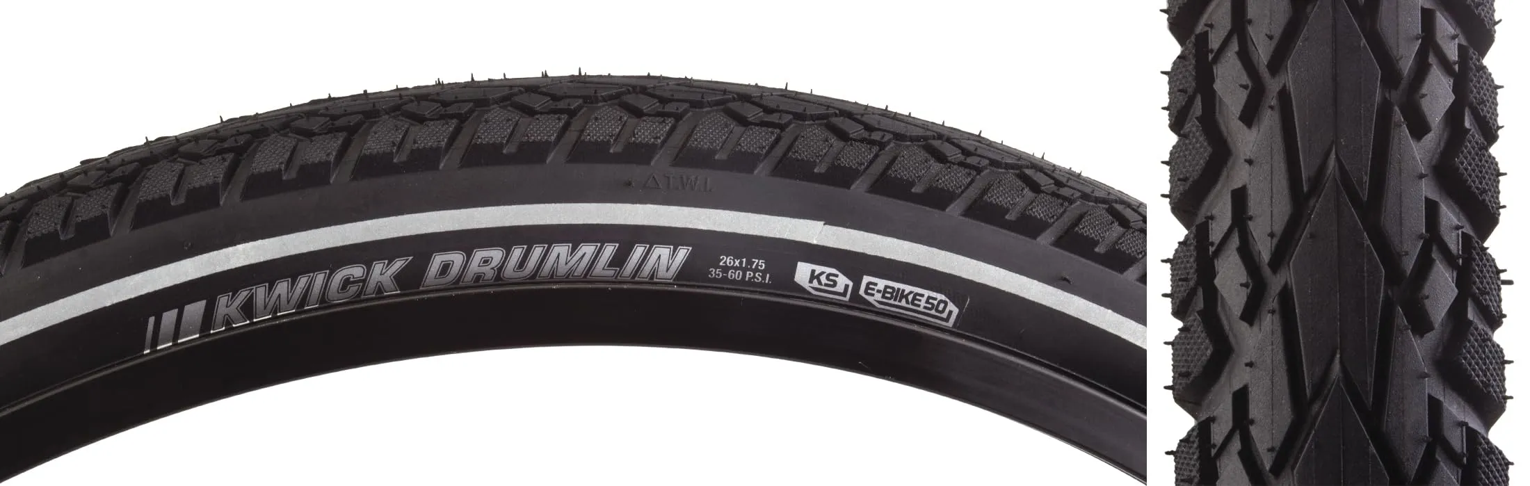 Kenda Kwick Drumlin Tire 26 x 1.75 - Durable, Reflective, and Reliable for Gravel and Concrete