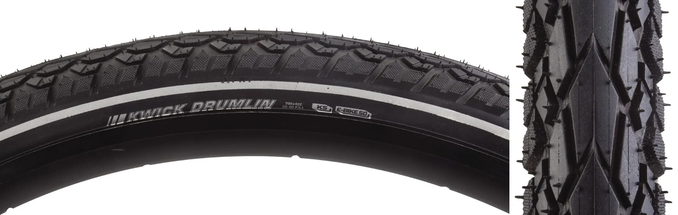 Kenda Kwick Drumlin Tire 700 x 42 - Black Reflective, 60tpi Wire Bead for E-Bikes & Gravel