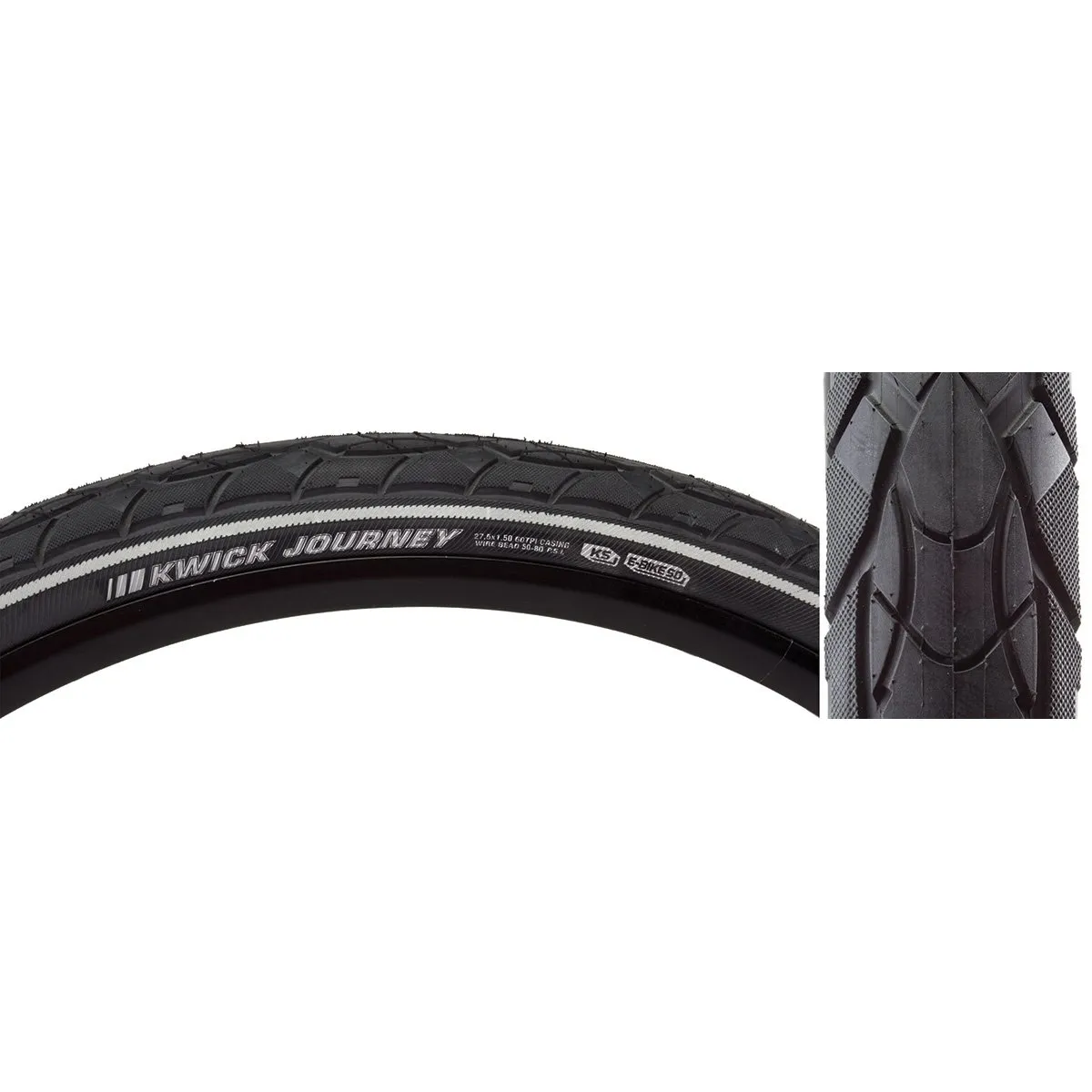 Kenda Kwick Journey Bike Tire 26 x 1.35, Black, K-Shield, Reflective Sidewall, E-Bike Approved