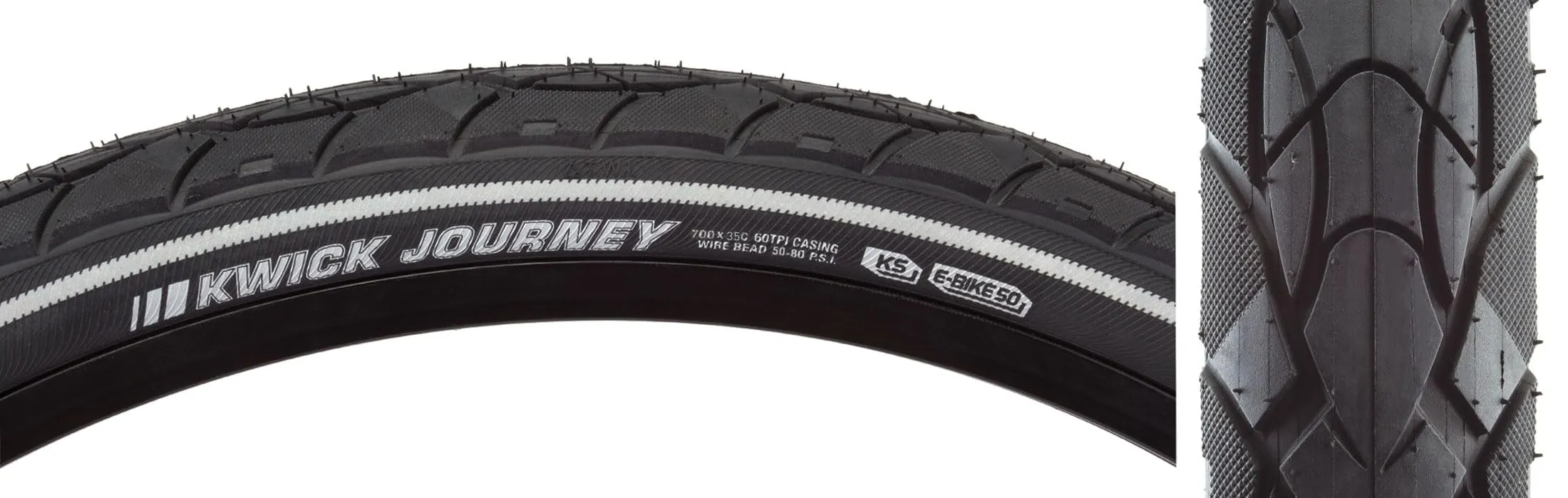 Kenda Kwick Journey Bike Tire 700 x 35 - Durable, Reflective, E-Bike Approved Trekking Tire