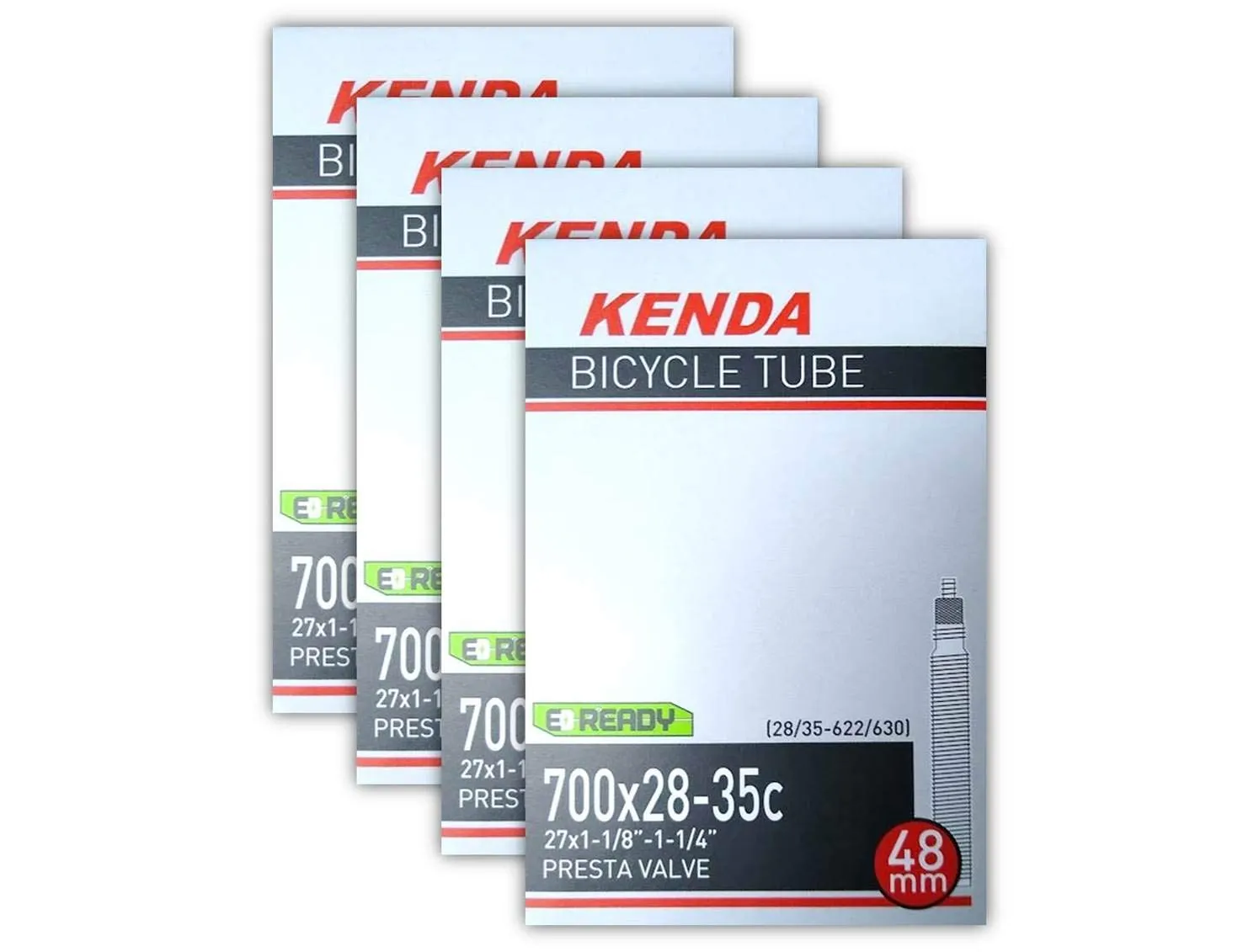 Kenda Road Bicycle Tube Bundle 700x28/35 Presta Valve 48mm - Set of Four Durable Tubes