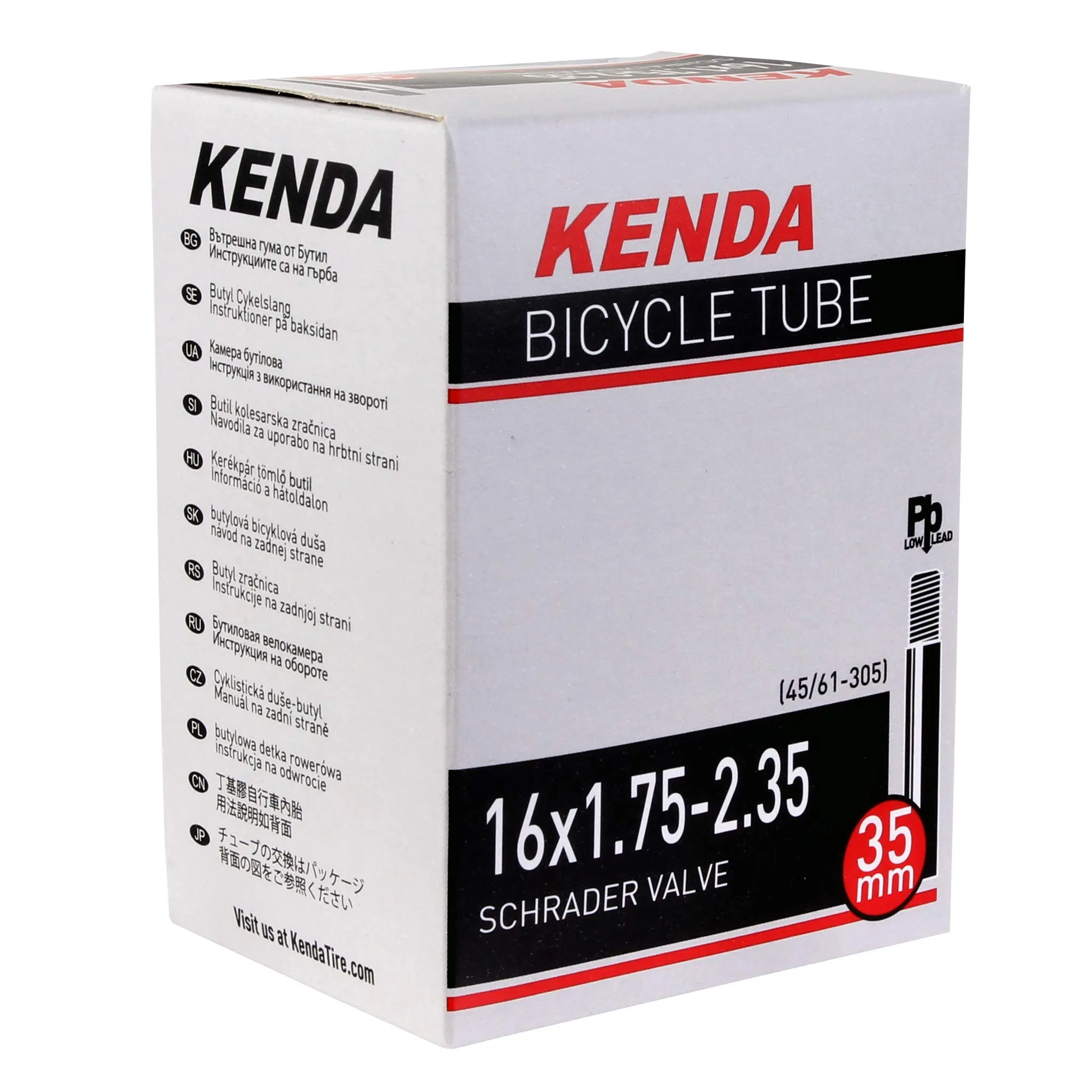 Kenda Schrader Valve Tube 16 x 1.75-2.125-Inch with 0.95mm Wall Thickness for Higher Quality