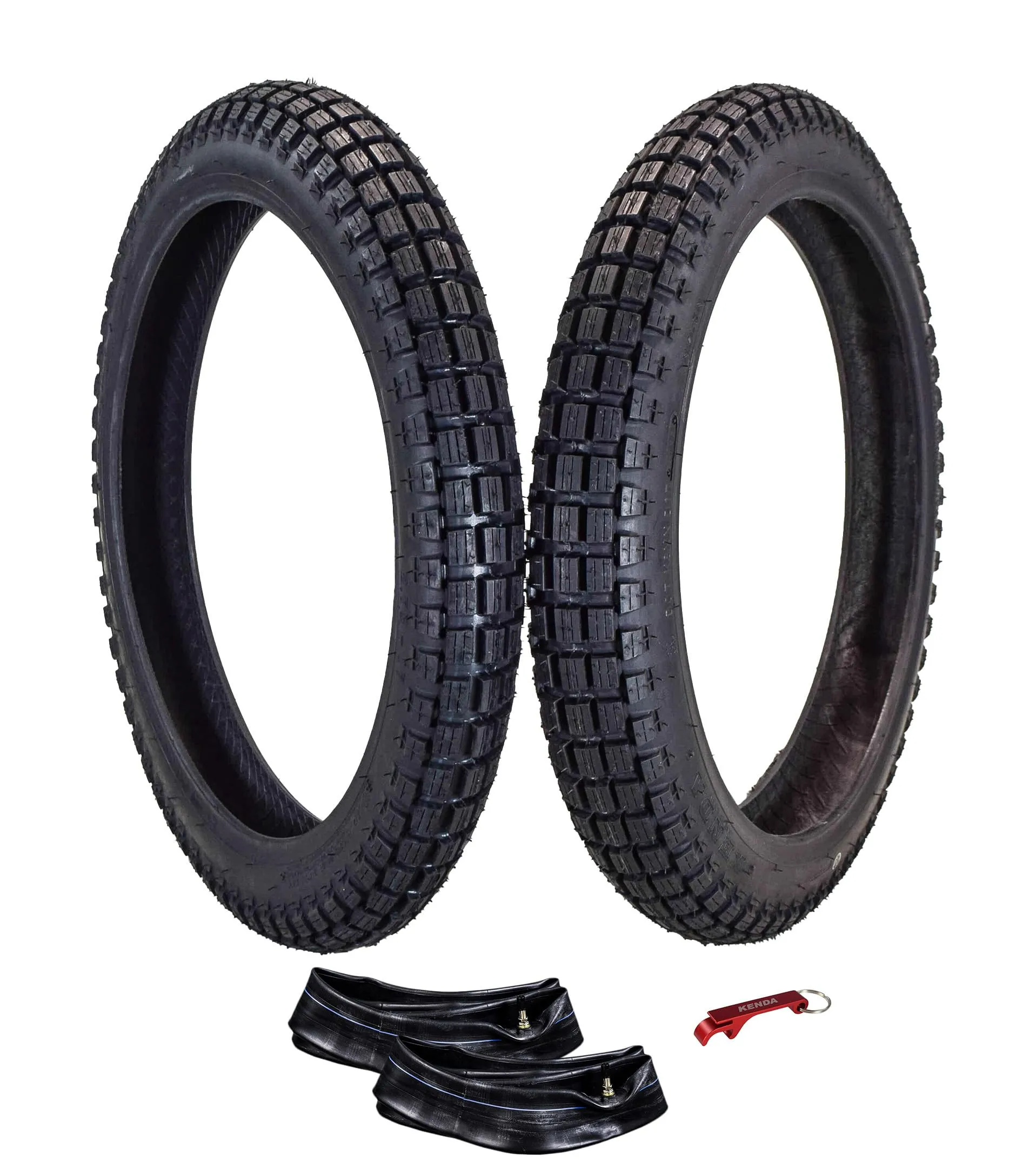 Kenda Small Block Trail Bike Tire 2.75x17 - Tube Type for Honda CT90 CT110 - 2 Tires + 2 Tubes
