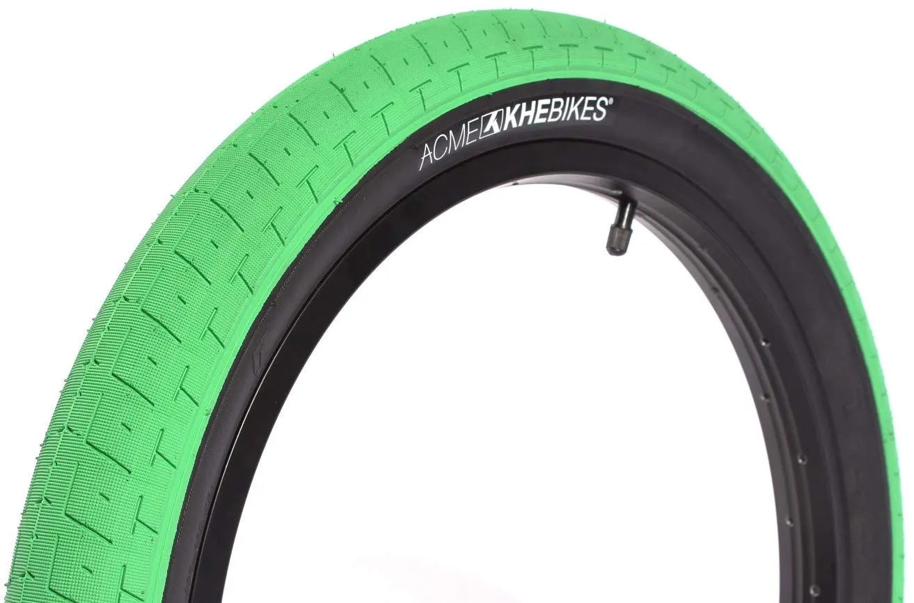 KHE BMX Freestyle Tire ACME Street Park 20' x 2.40' Green Black - Lightweight 1.41lbs Performance