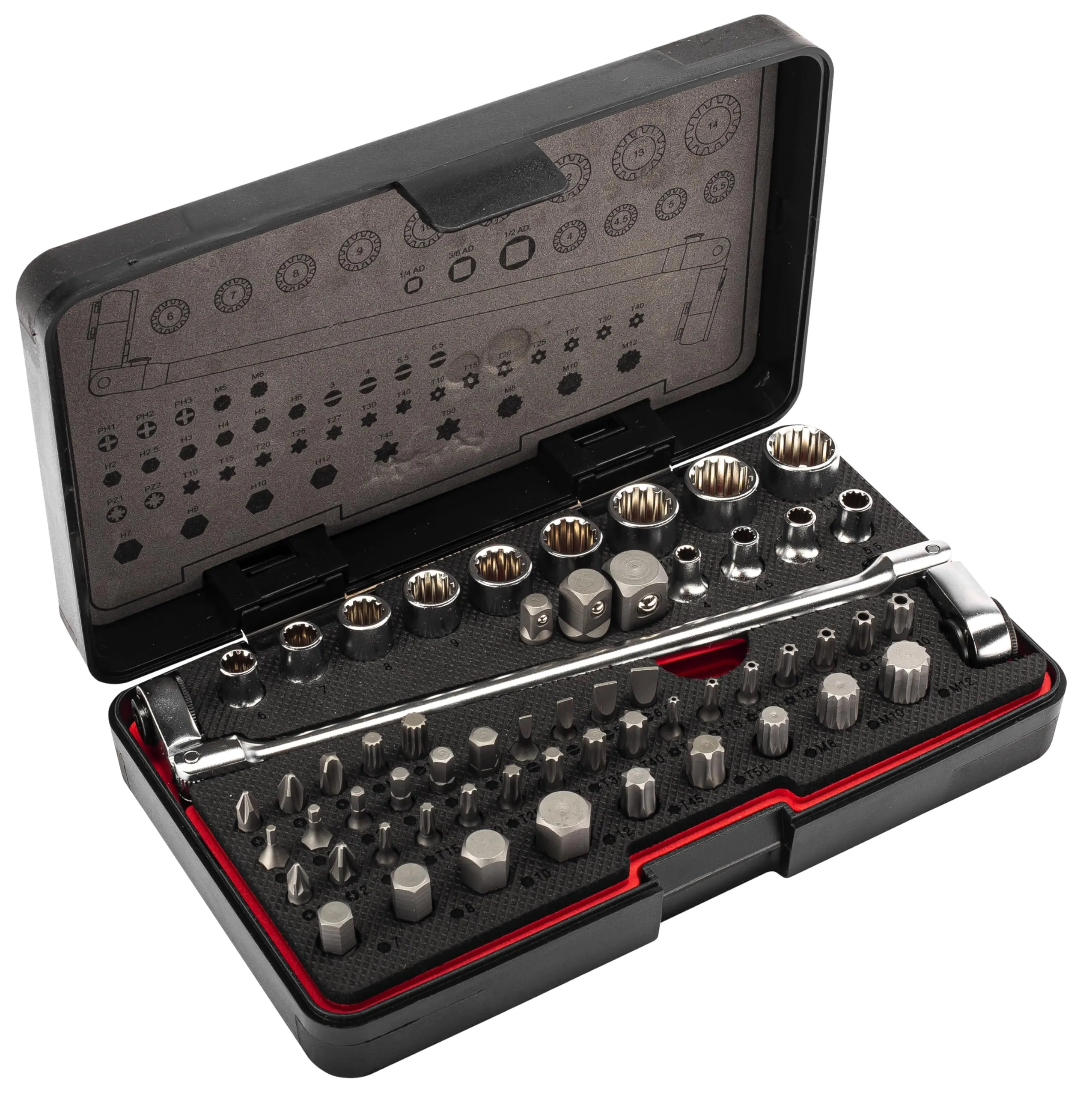 Kilimanjaro Cycle Series 57-Piece Bicycle Bit Set with Locking Flex Head Ratchet - Double Offset Design