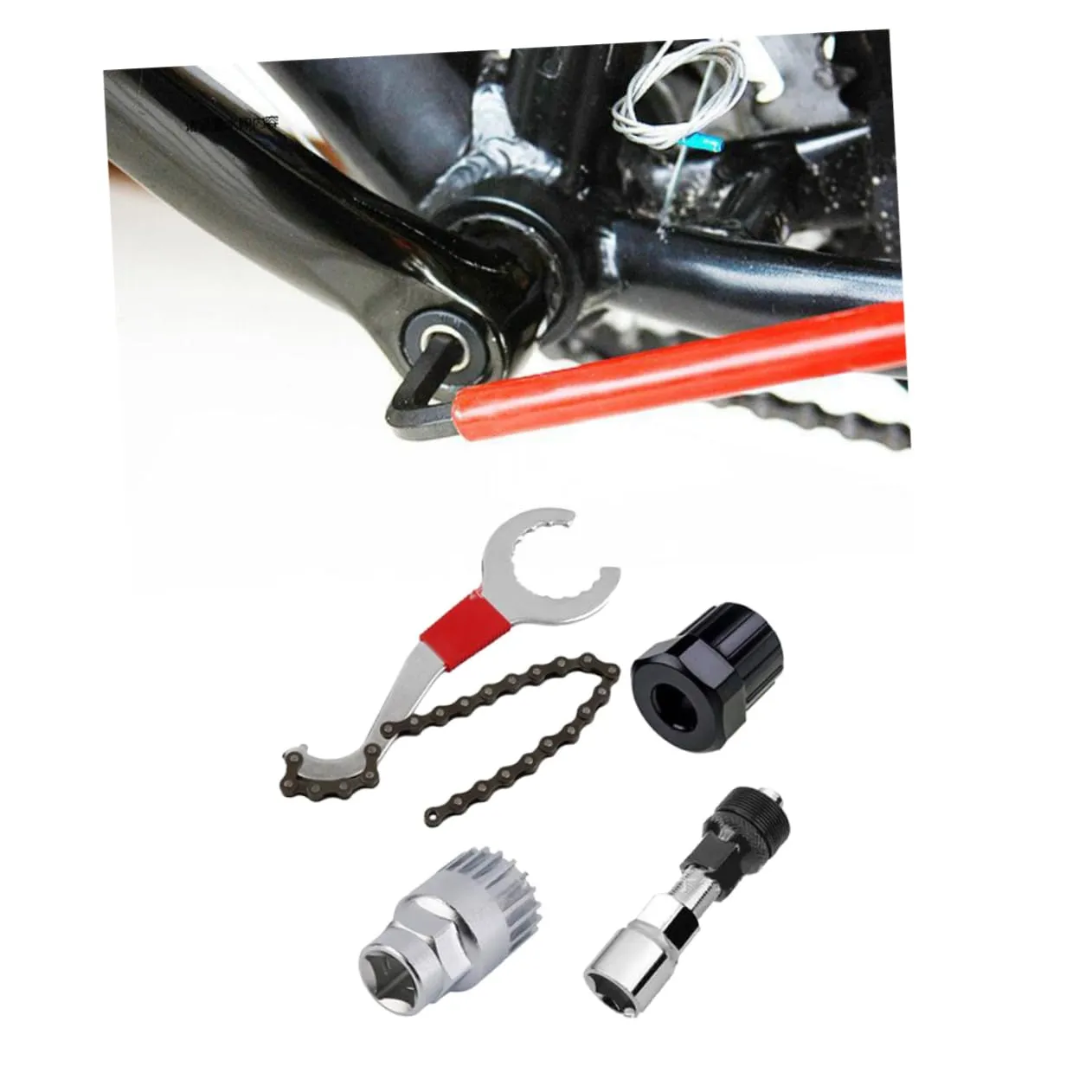 Kisangel 4-in-1 Bicycle Repair Tool Kit - Durable Metal Bike Holder, Crank & Freewheel Remover