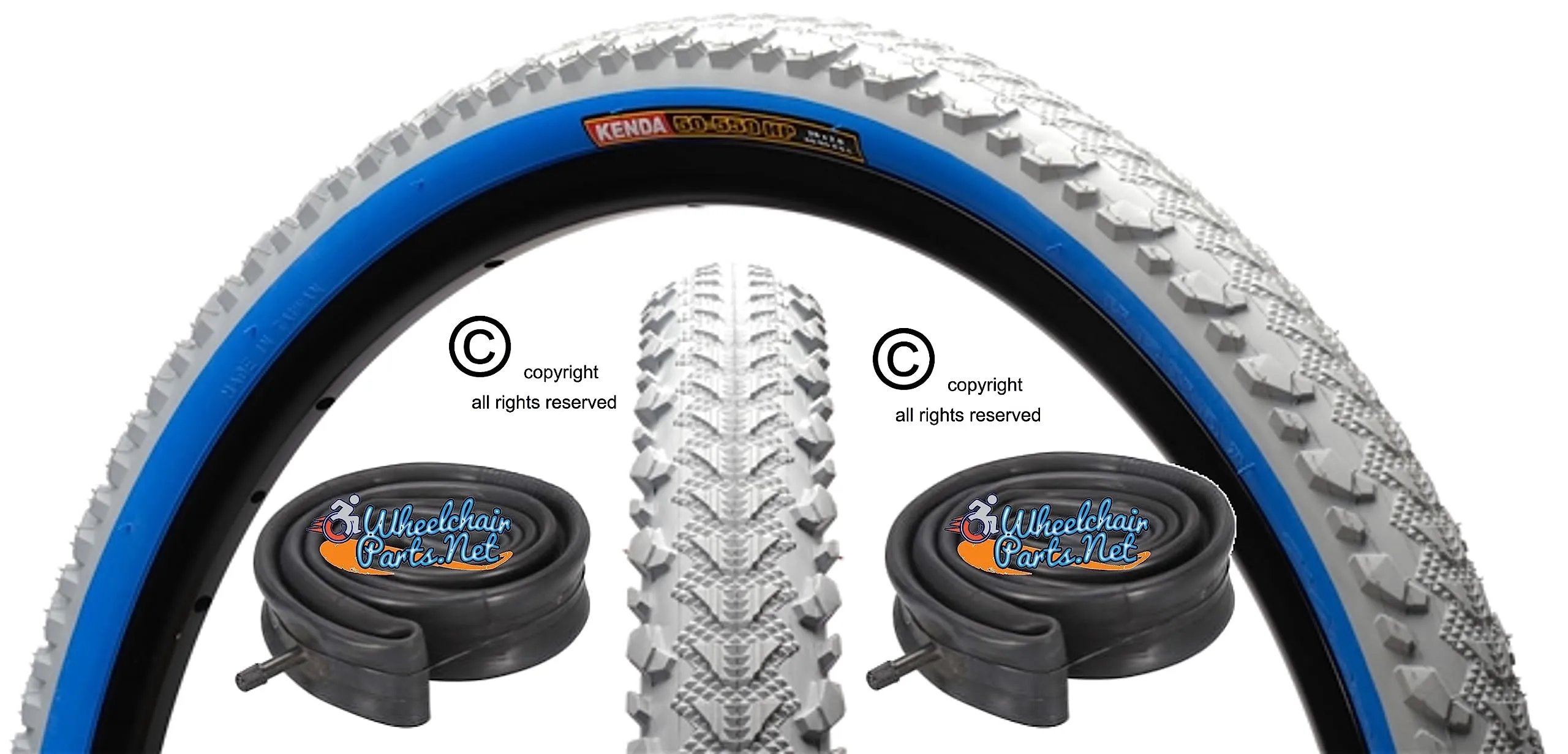 Kobra 24' X 2' Off Road Tires for Wheelchairs - Set of 2 Durable Tires for All Terrains