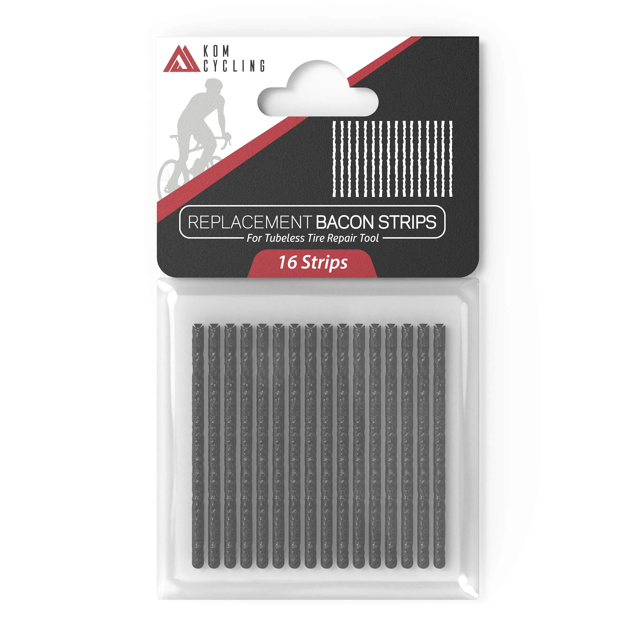 KOM Cycling Tubeless Tire Repair Tool - 16 Replacement Bacon Strips for Road, Gravel & MTB
