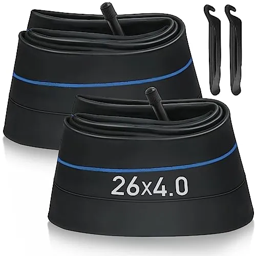 LotFancy 26 x 4.0 Fat Bike Tube - 2Pcs, AV35mm Schrader Valve, Fits 26 x 3.50 to 4.0 Mountain Bikes