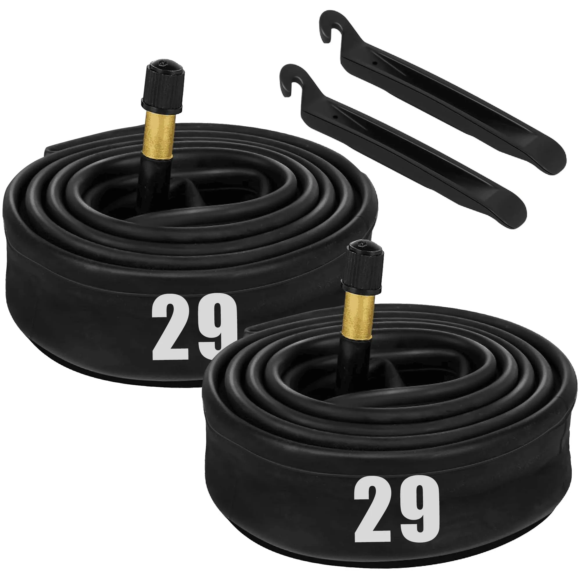 LotFancy 29” x 1.75/1.95 Bike Tubes with Tire Levers - Durable Schrader Valve Inner Tube Set