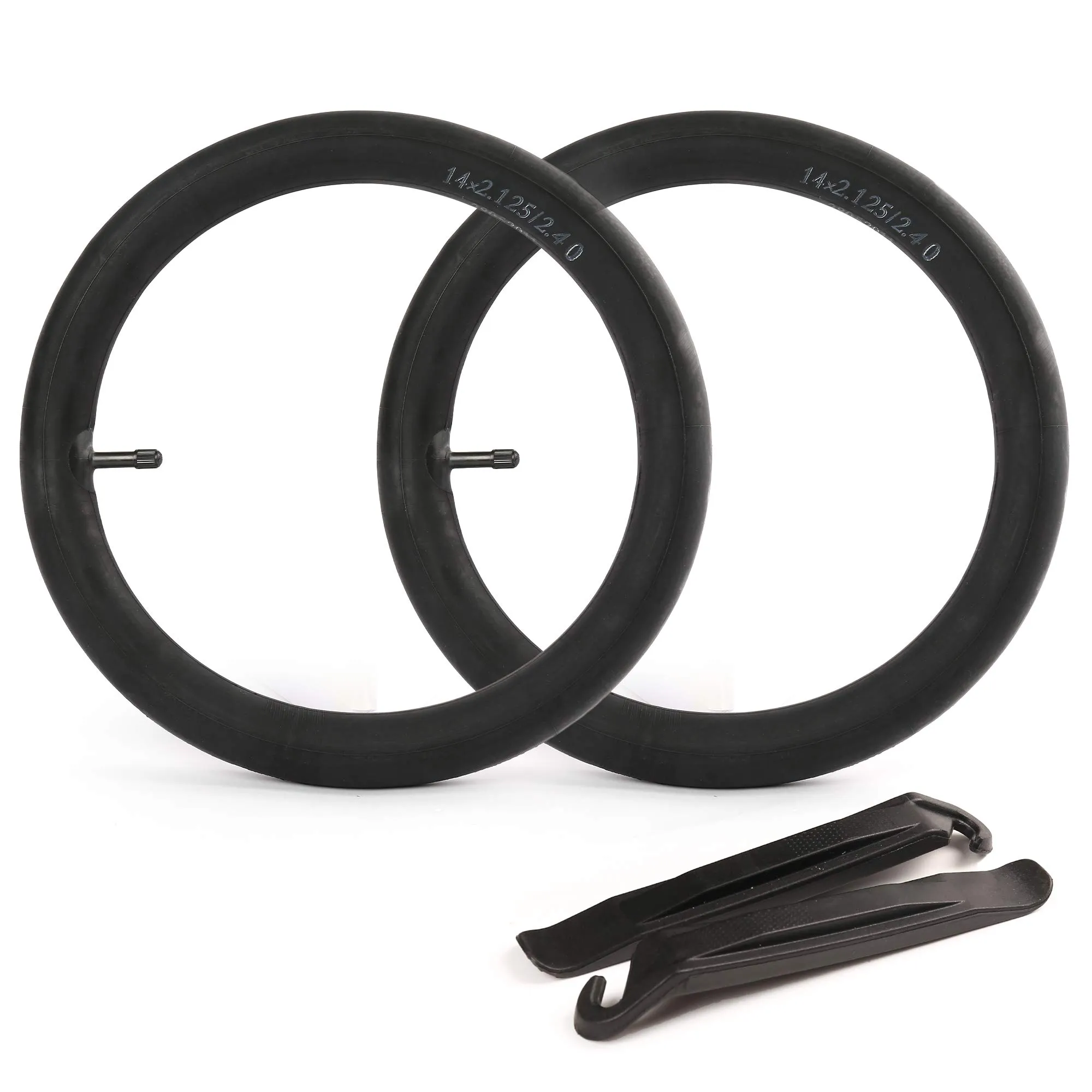 LotFancy 2 Pack 14' Bike Inner Tubes with 32mm Schrader Valve, Butyl Rubber, Includes Tire Levers