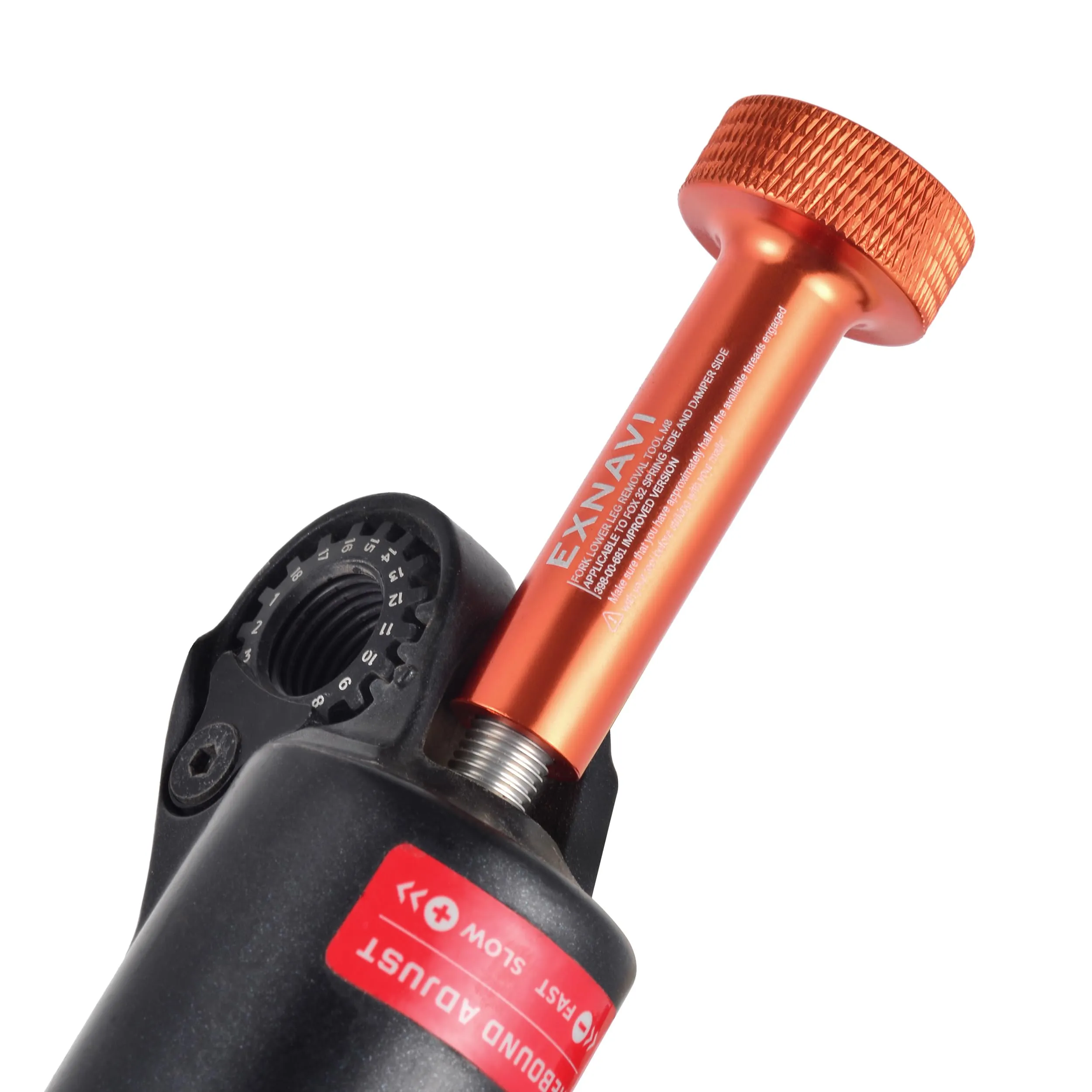 Lower Leg Removal Tool for FOX Suspension Forks - EXNAVI, Anodized Orange, Compatible with 32-40mm